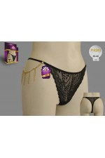 PAPATYA P.5263 SİYAH TANGA ON BANT ARKA TUL YANLAR ZINCIR AKS