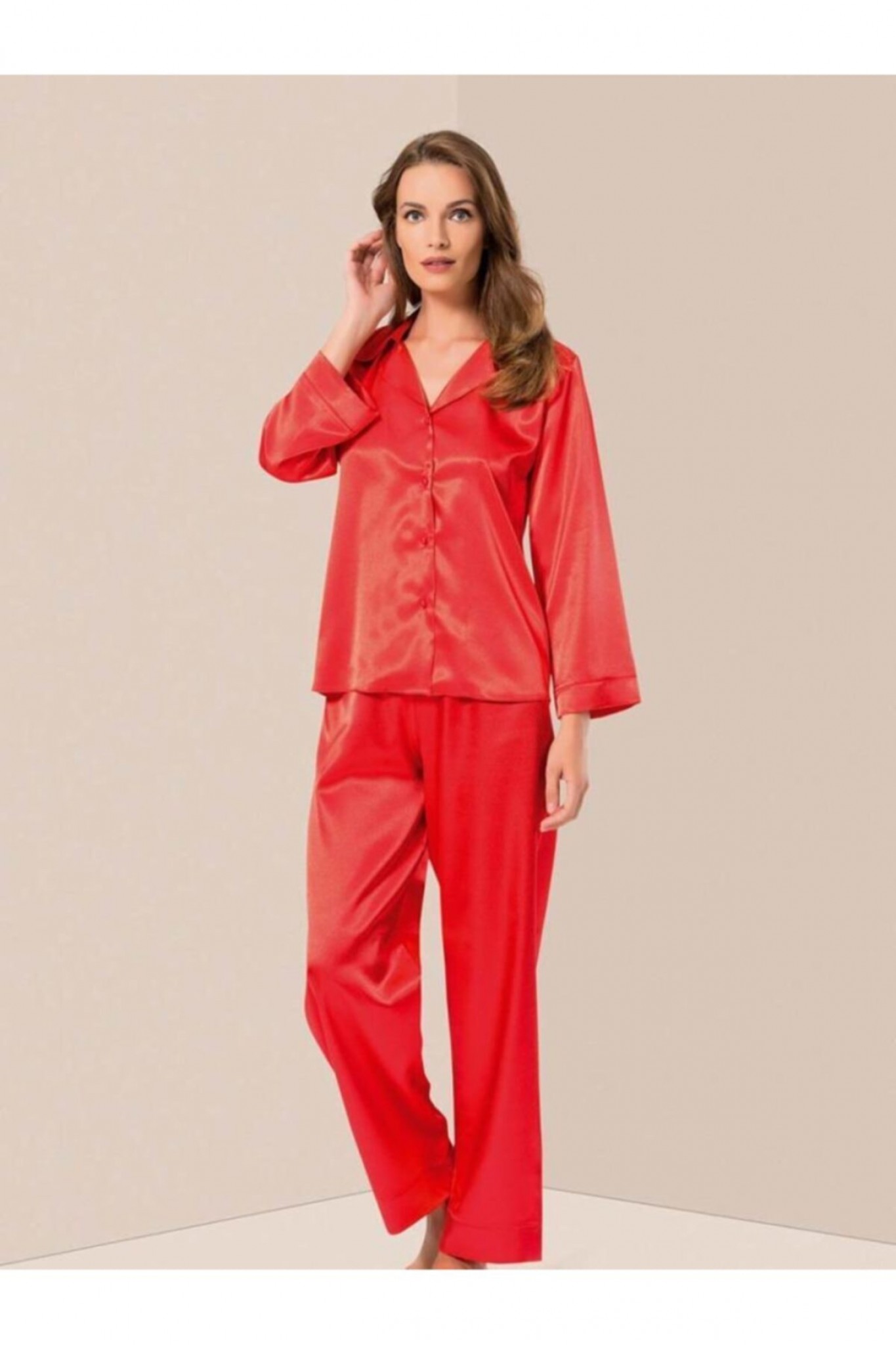 Moongırl Fantazi Saten İkili Pijama Takım 073