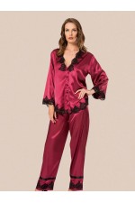 Moongirl 074 Bayan Saten İkili Pijama Takım