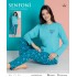 Senfoni 10200 Kadın Penye Uzun Kollu Mavi Pijama Takım