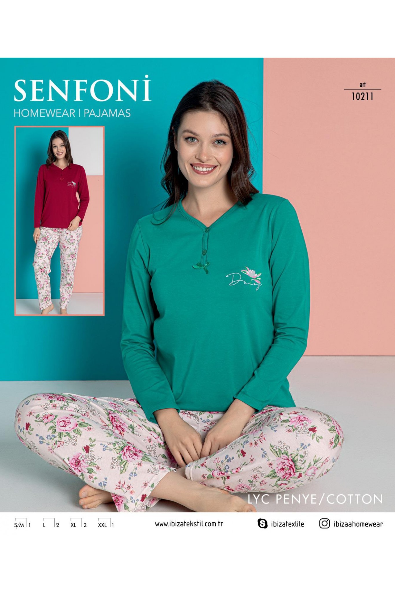 Senfoni 10211 Kadın Penye Uzun Kollu Pijama Takım