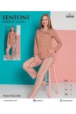 SENFONİ 10270 BAYAN POLIVİSKON KAHVE UZUN KOL PİJAMA TAKIM