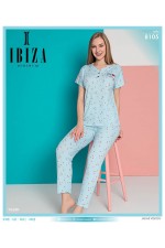 IBIZA 8105 BAYAN JAKAR VİSKON MAVİ KISA KOL PİJAMA TAKIM