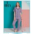 Ibıza 8108 Kadın Jakar Viskon Lila Kısa Kollu Pijama Takım