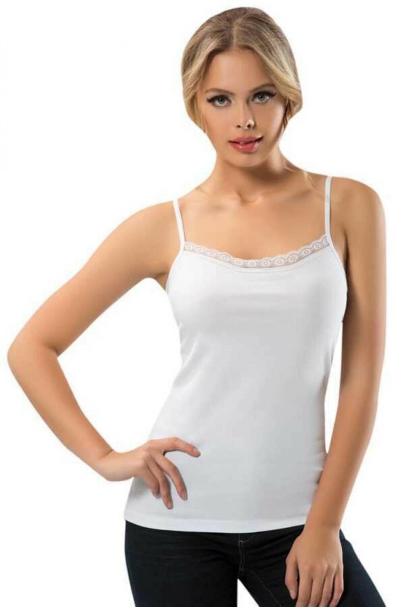 Anıt 2810 Kadın Dantelli Biyeli İp Askılı Atlet