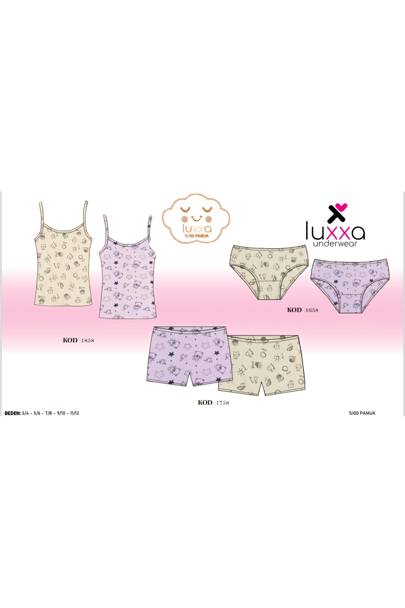 Luxxa 1858 Kız Çocuk İp Askılı Atlet 10'lu