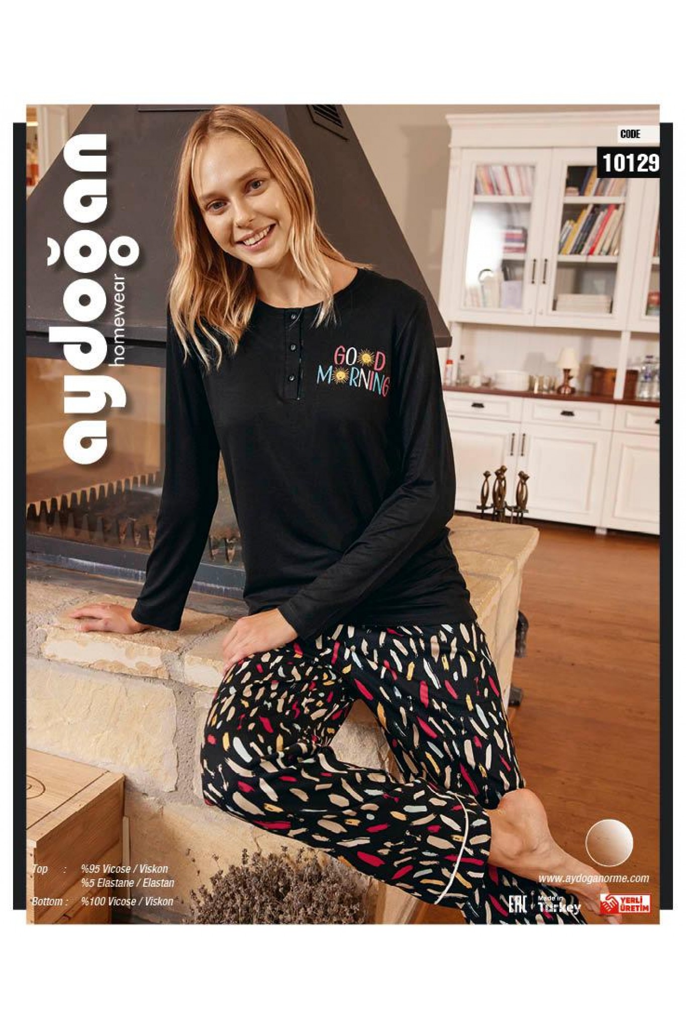 Aydoğan 10129 Byn Poplin Uzun Kollu Pijama Takım.