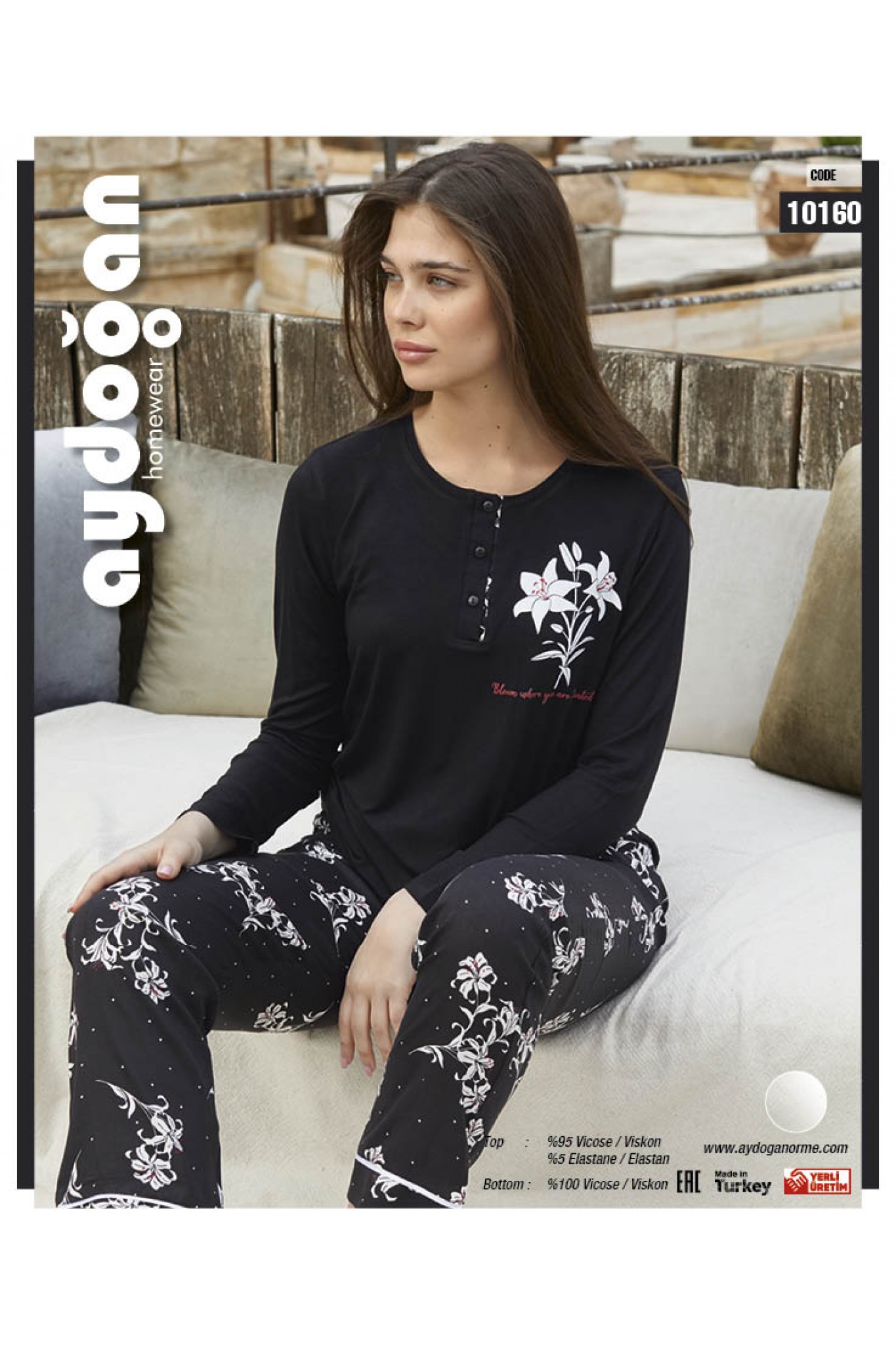 Aydoğan 10160 Poplin Kadın Pijama. Tk