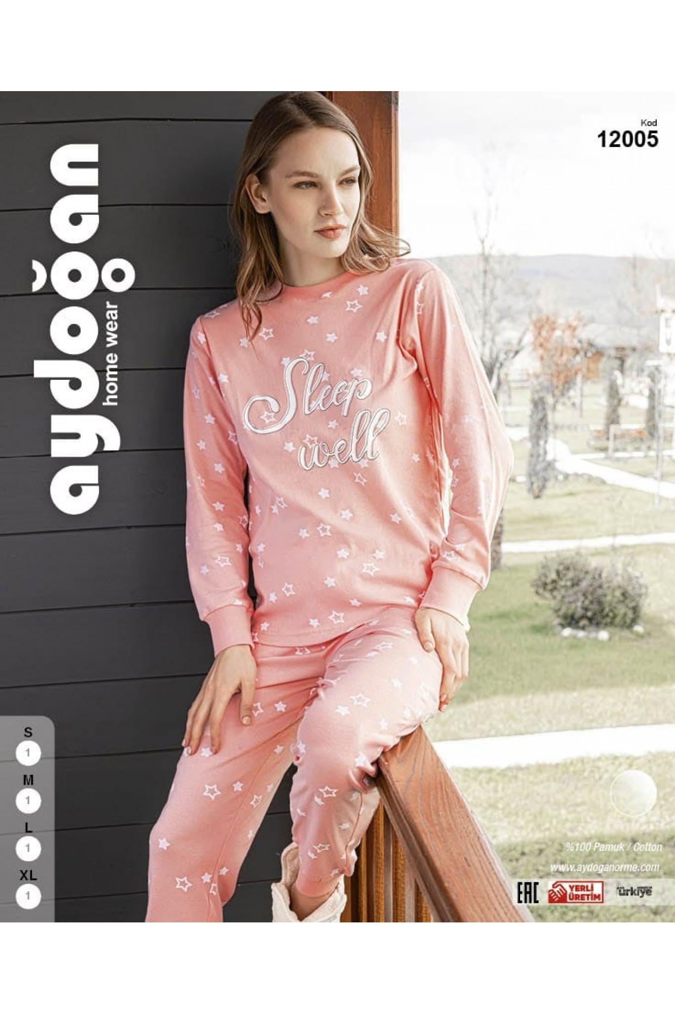 Aydoğan 12005 Kadın Ribana Bisiklet Yaka Uzun Kollu Pijama Takım