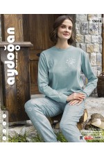 AYDOĞAN 15018 BAYAN PAMUKLU UZUN KOL BİSİKLET YAKA PİJAMA TAKIM