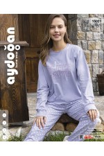 AYDOĞAN 15021 BAYAN PAMUKLU UZUN KOL BİSİKLET YAKA PİJAMA TAKIM