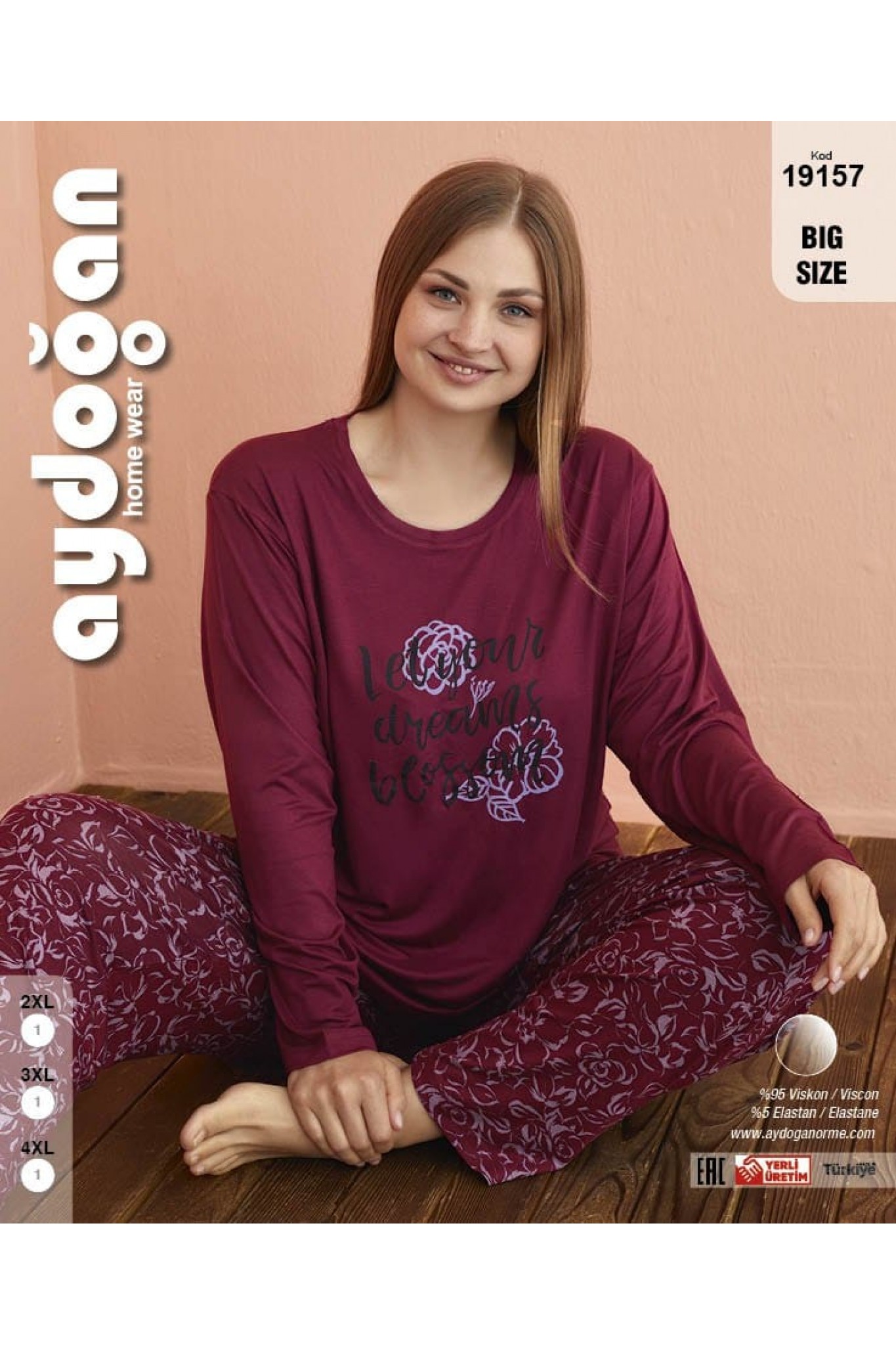 Aydoğan 19157 Byn Viskon Battal Uzun Kollu Pijama Takım.