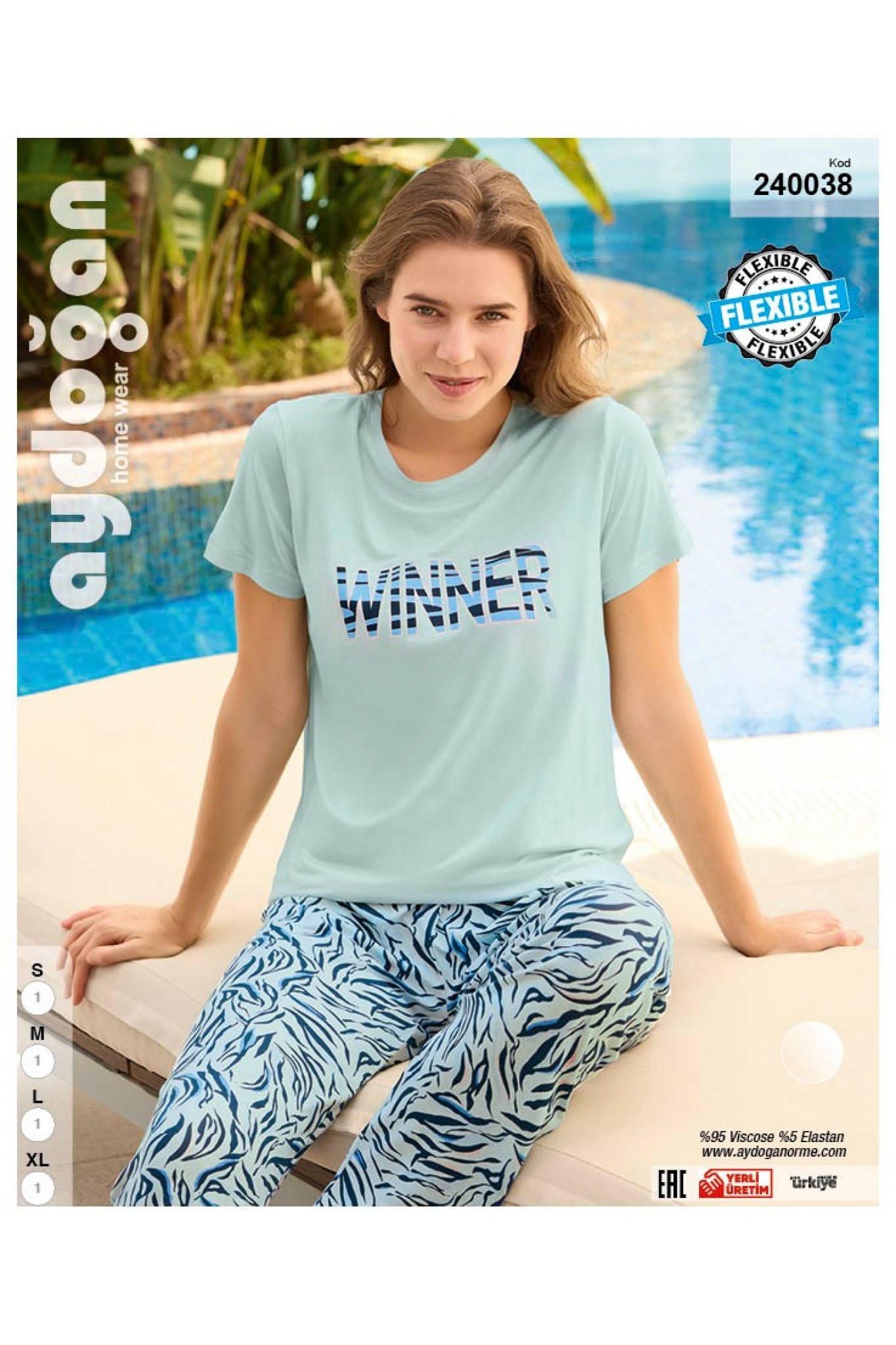 Aydoğan 240038 Kadın Viskon Bisiklet Yaka Kısa Kollu Pijama Takım