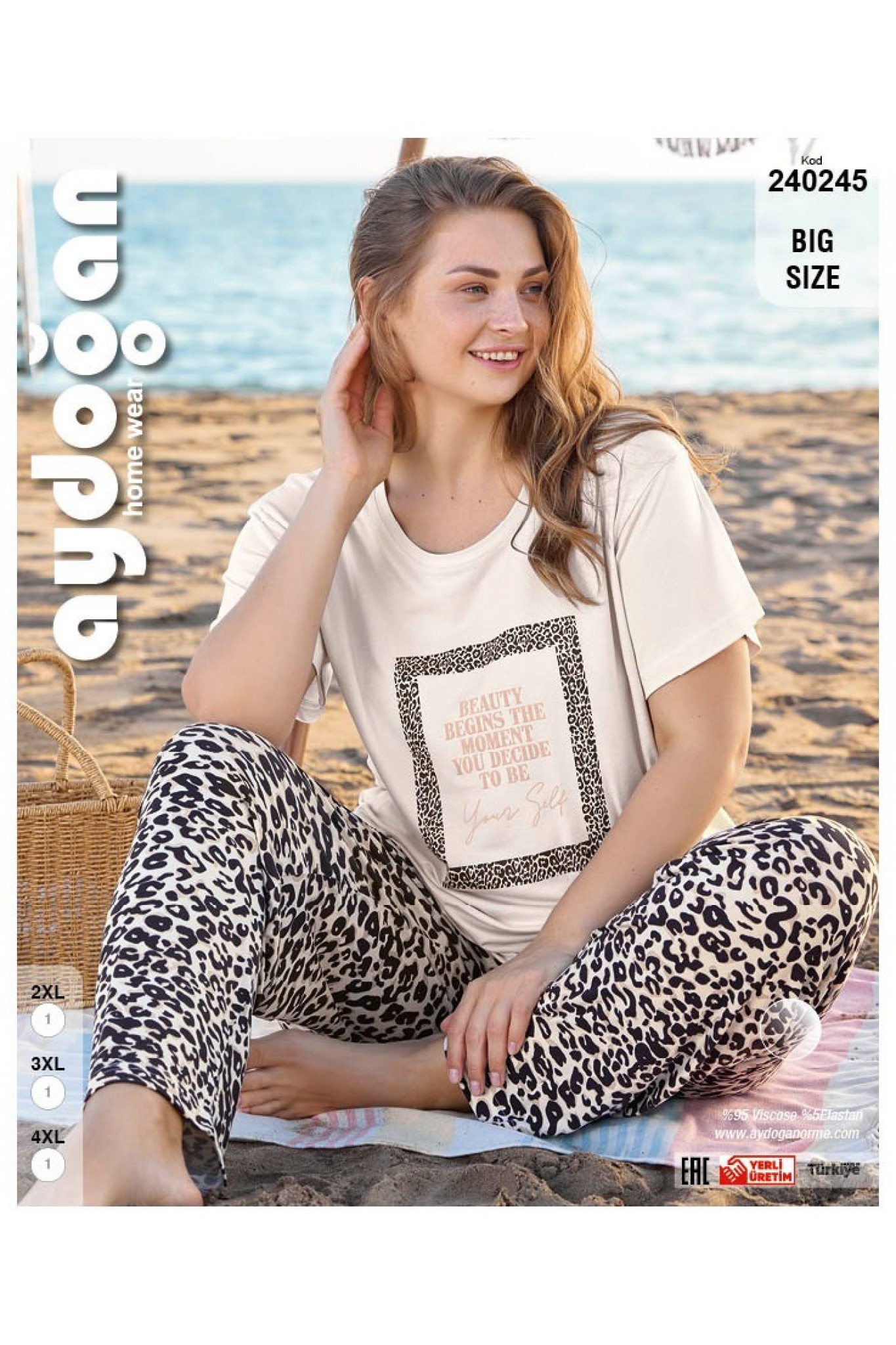 Aydoğan 240245 Kadın Battal Viskon Bisiklet Yaka Kısa Kollu Pijama Takım