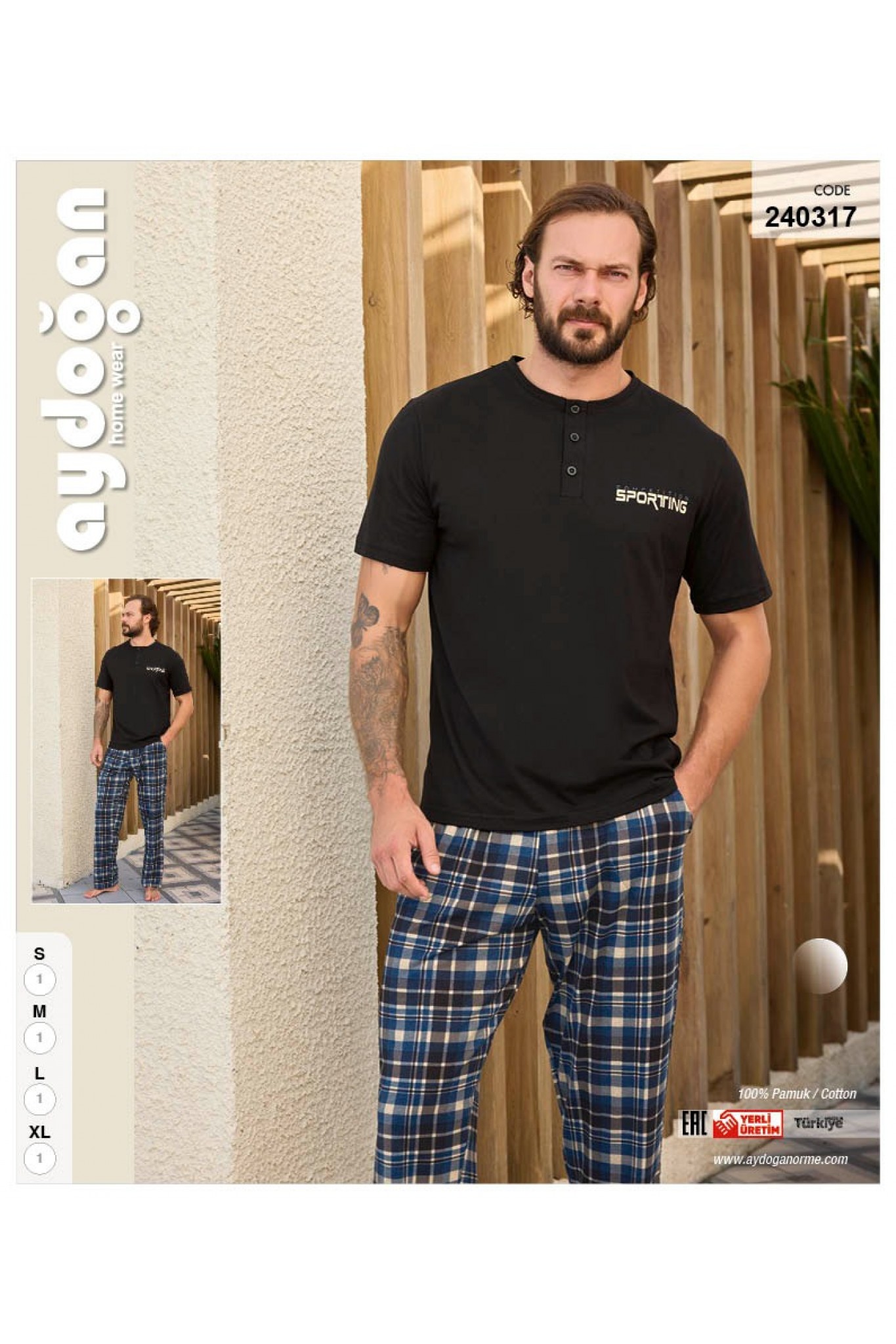 Aydoğan 240317 Erkek Suprem Patlı Kısa Kollu Pijama Takım