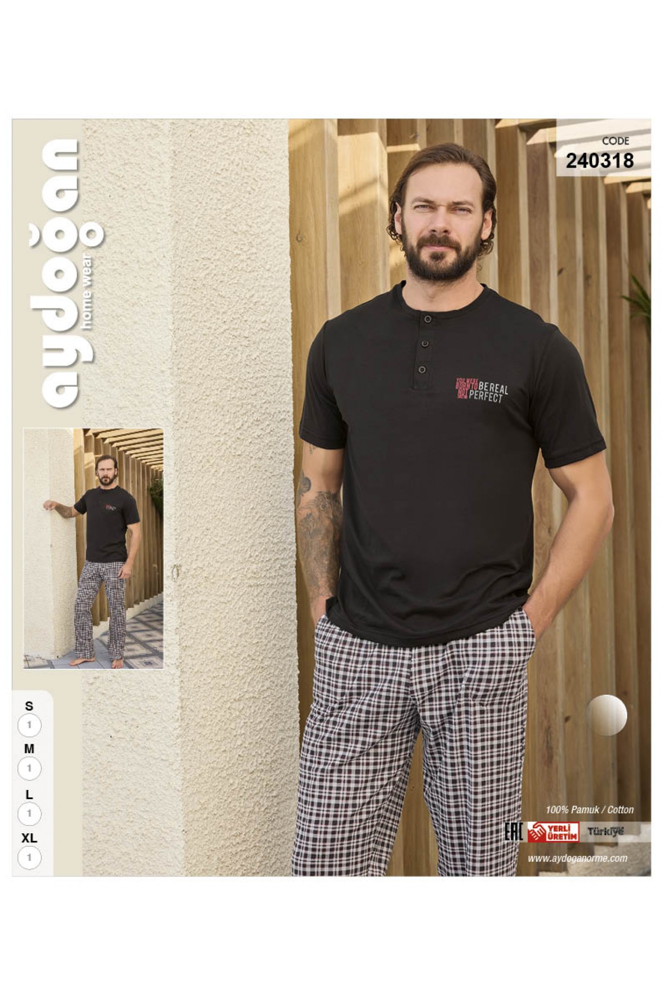 Aydoğan 240318 Erkek Suprem Patlı Kısa Kollu Pijama Takım