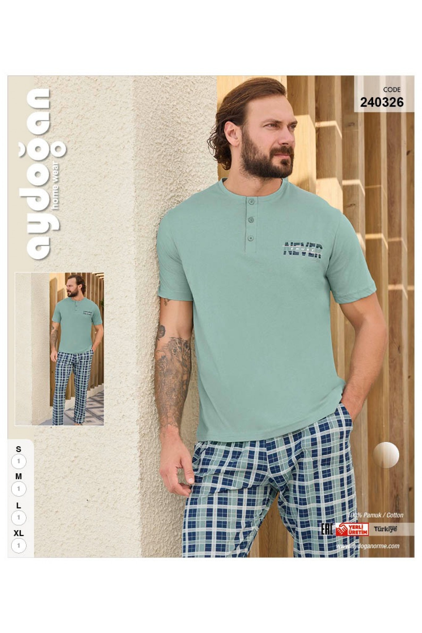 Aydoğan 240326 Erkek Suprem Patlı Kısa Kollu Pijama Takım