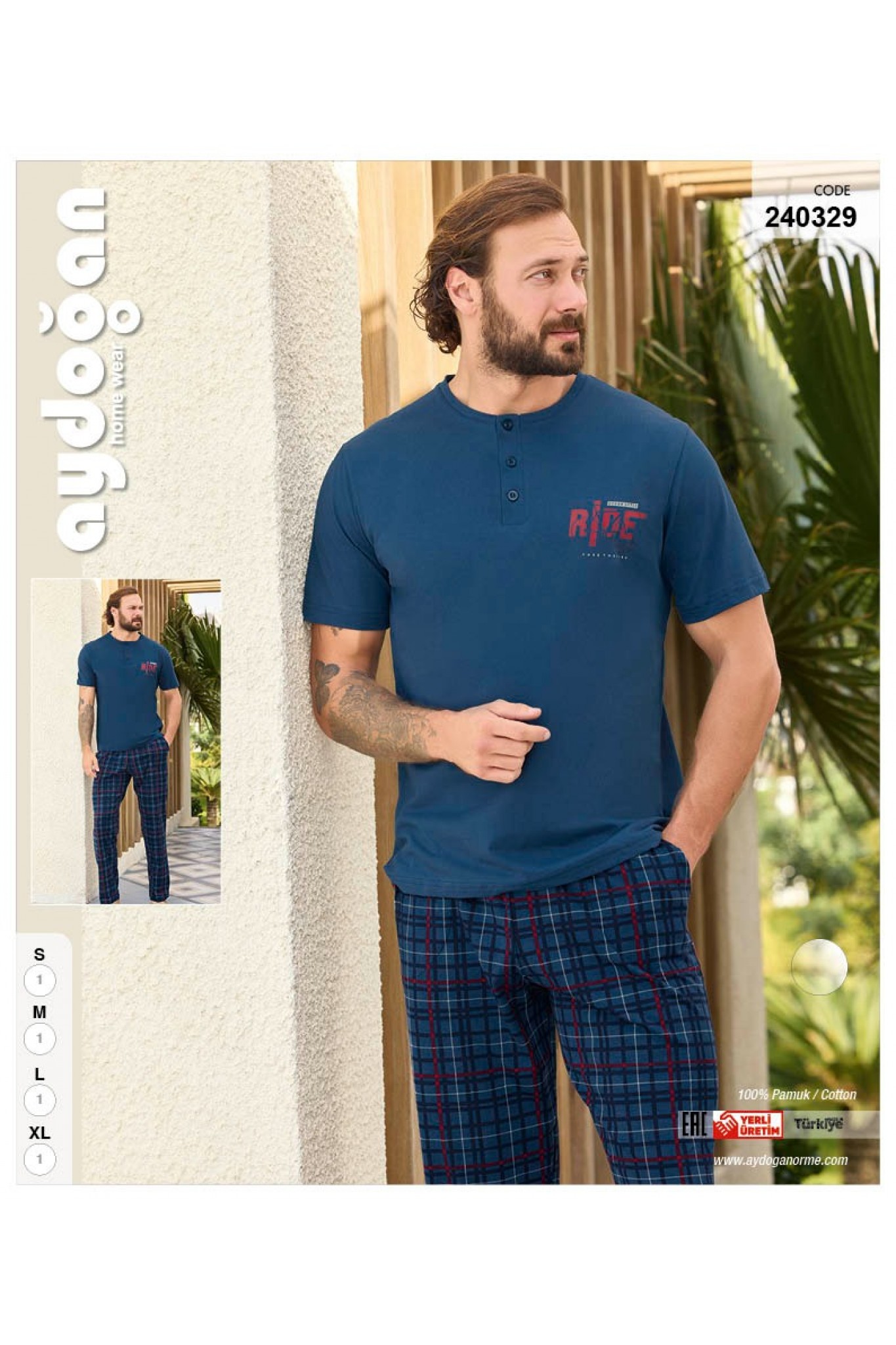 Aydoğan 240329 Erkek Suprem Patlı Kısa Kollu Pijama Takım