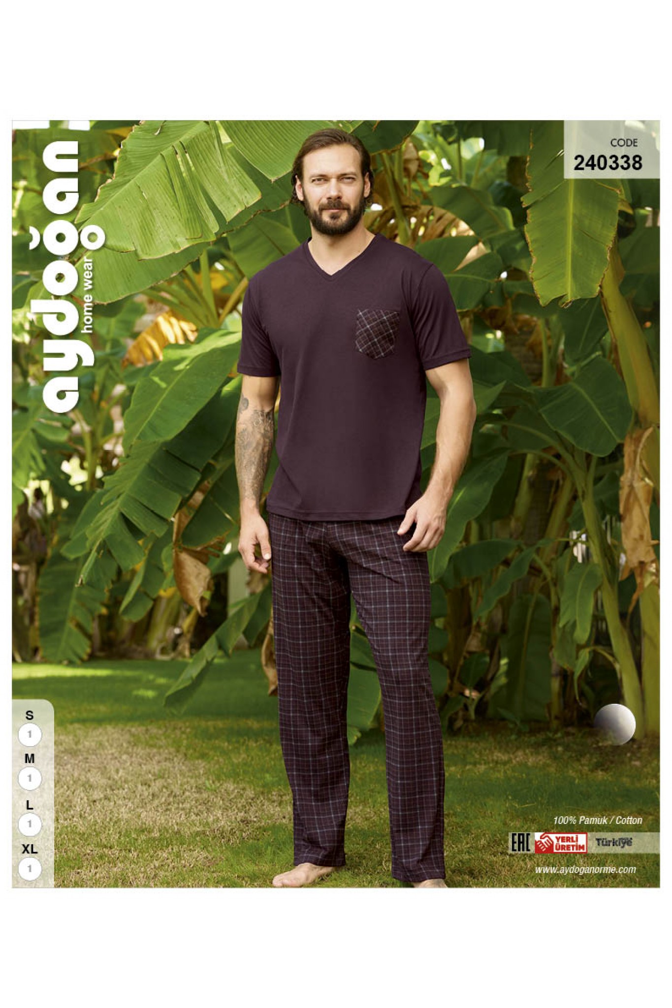 Aydoğan 240338 Erkek Suprem Patlı Kısa Kollu Pijama Takım