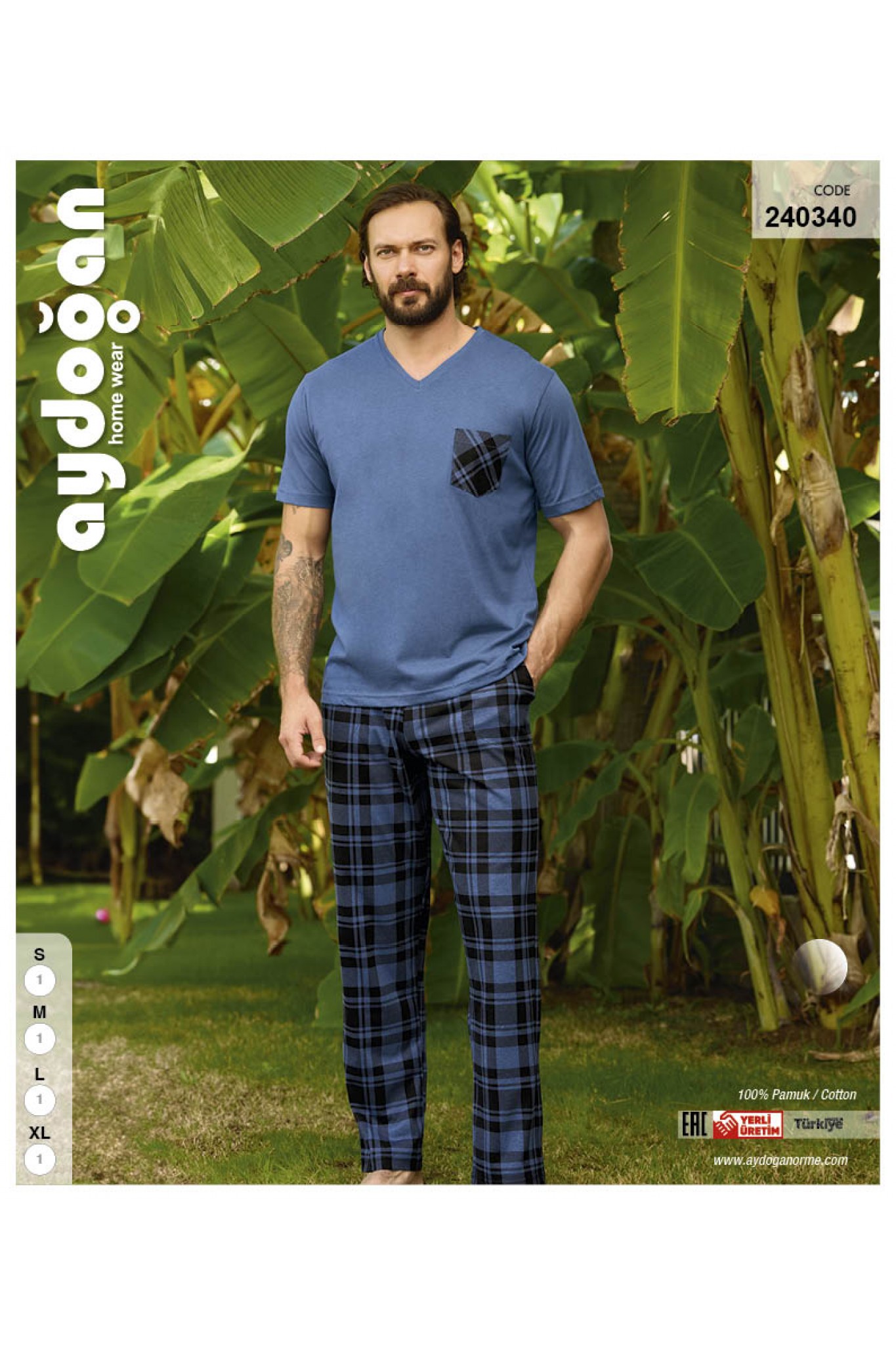 Aydoğan 240340 Erkek Suprem Patlı Kısa Kollu Pijama Takım