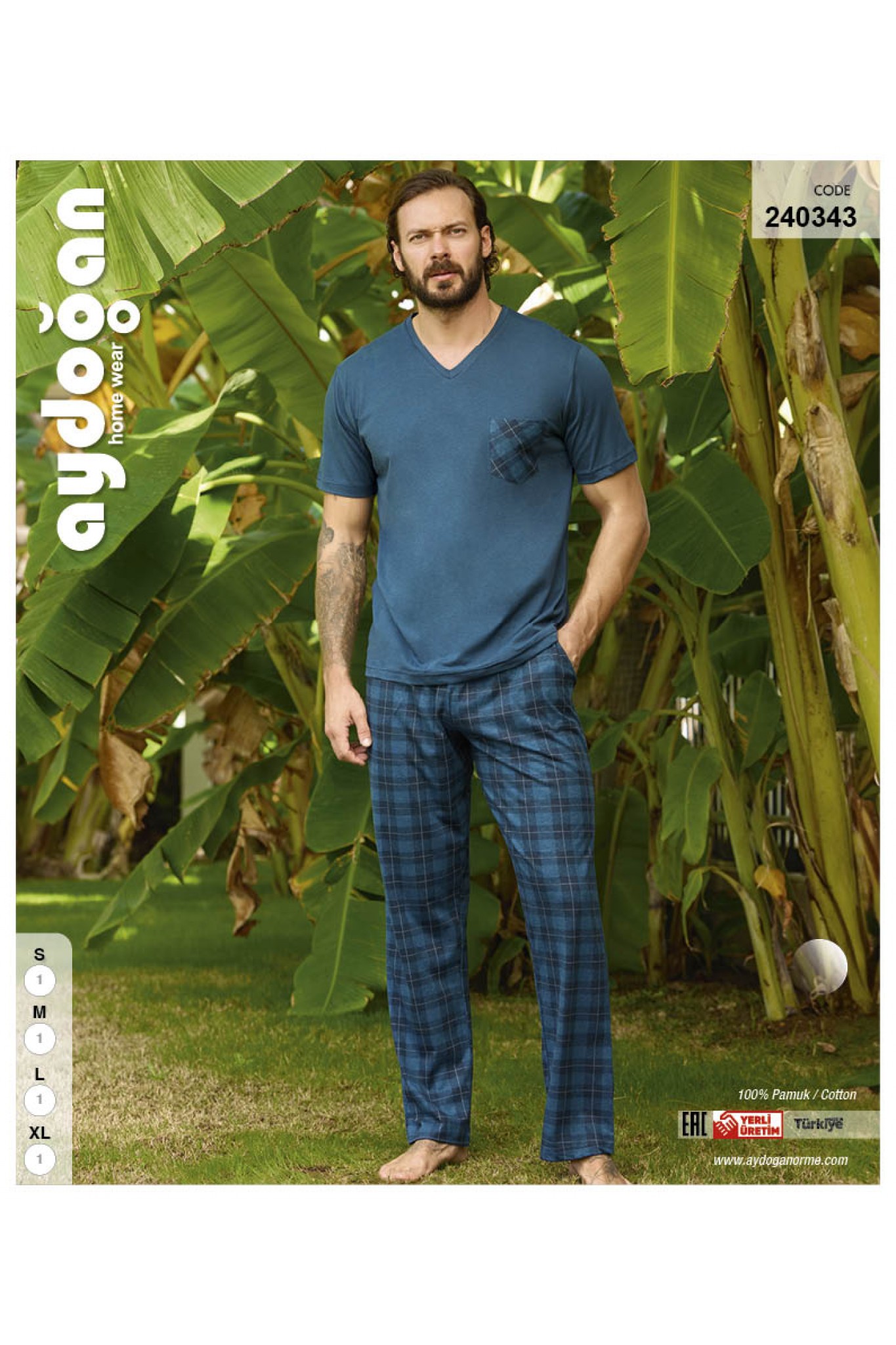 Aydoğan 240343 Erkek Suprem Patlı Kısa Kollu Pijama Takım