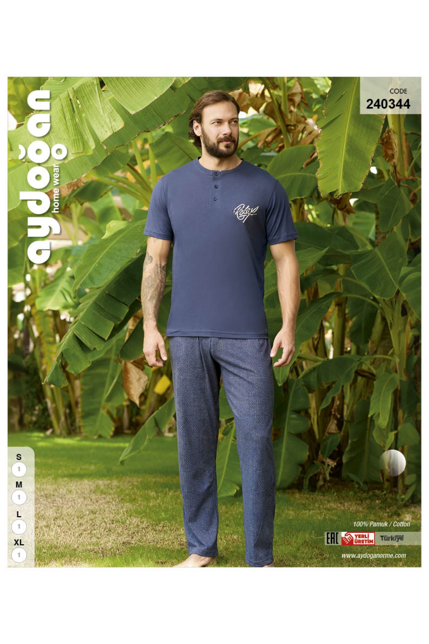 Aydoğan 240344 Erkek Suprem Patlı Kısa Kollu Pijama Takımı