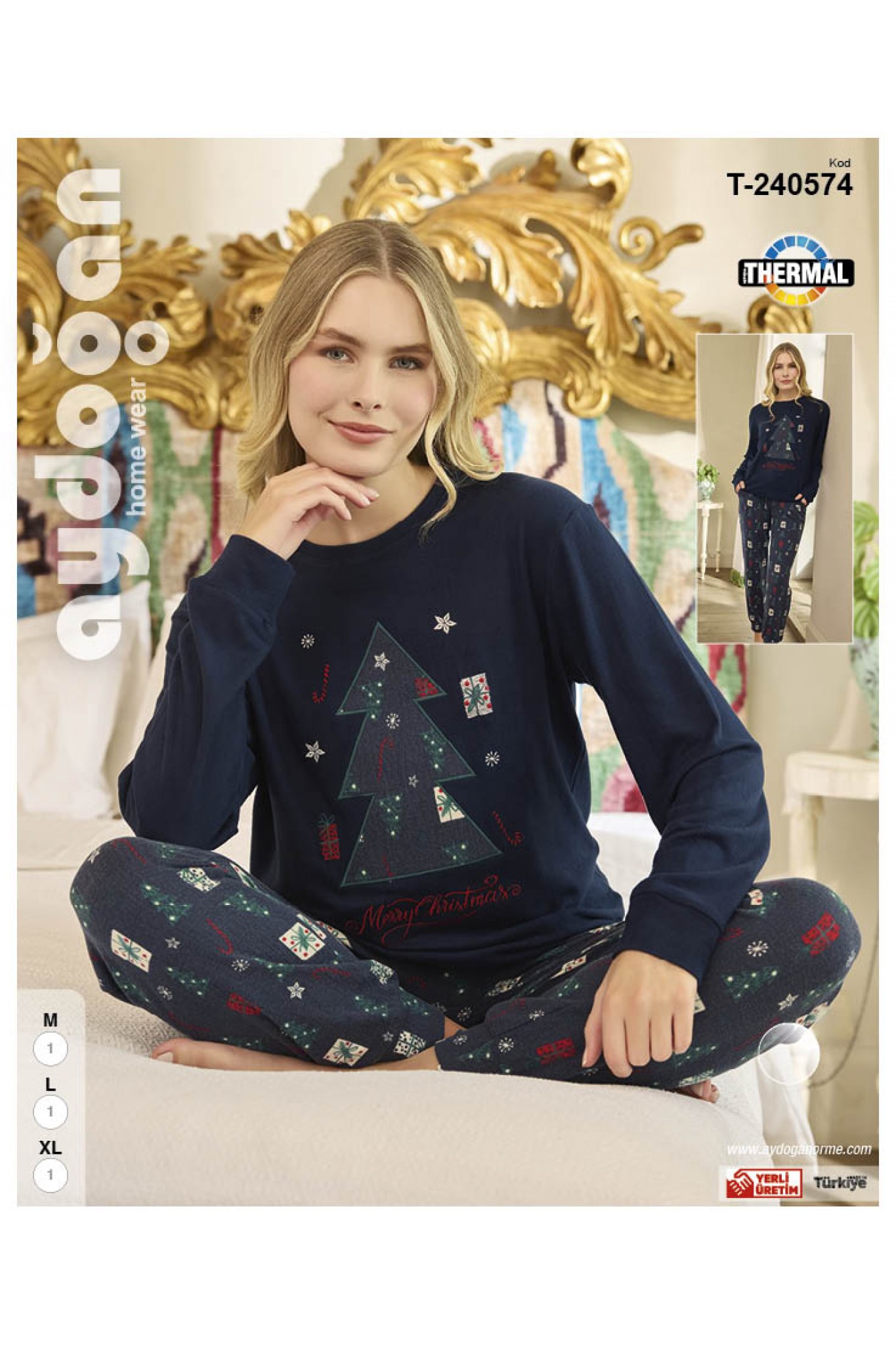 Aydoğan 240574 Kadın Thermal Bisiklet Yaka Uzun Kol Pijama Takım