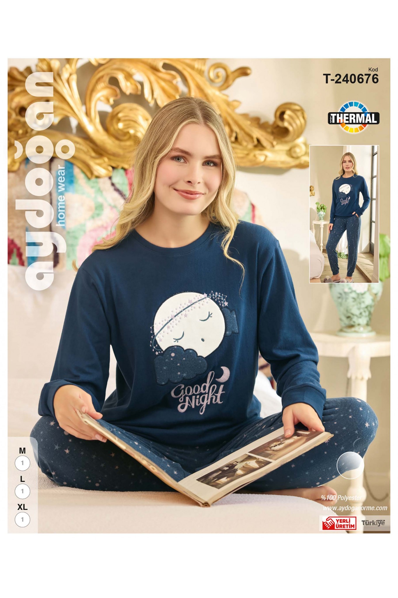 Aydoğan 240676 Kadın Thermal Uzun Kol Bisiklet Yaka Pijama Takım