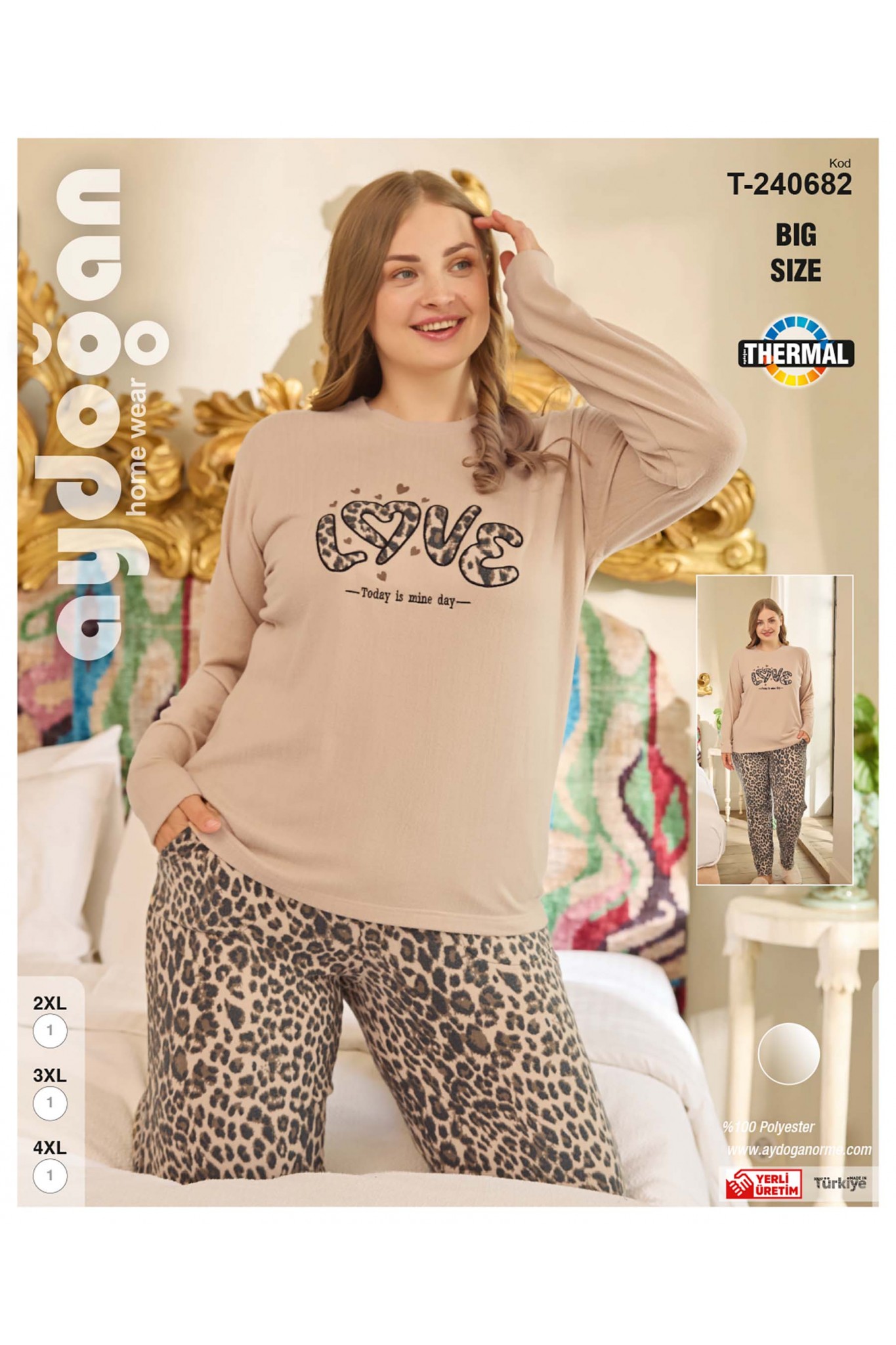 Aydoğan 240682 Kadın Battal. Thermal Uzun Kollu Pijama Takım