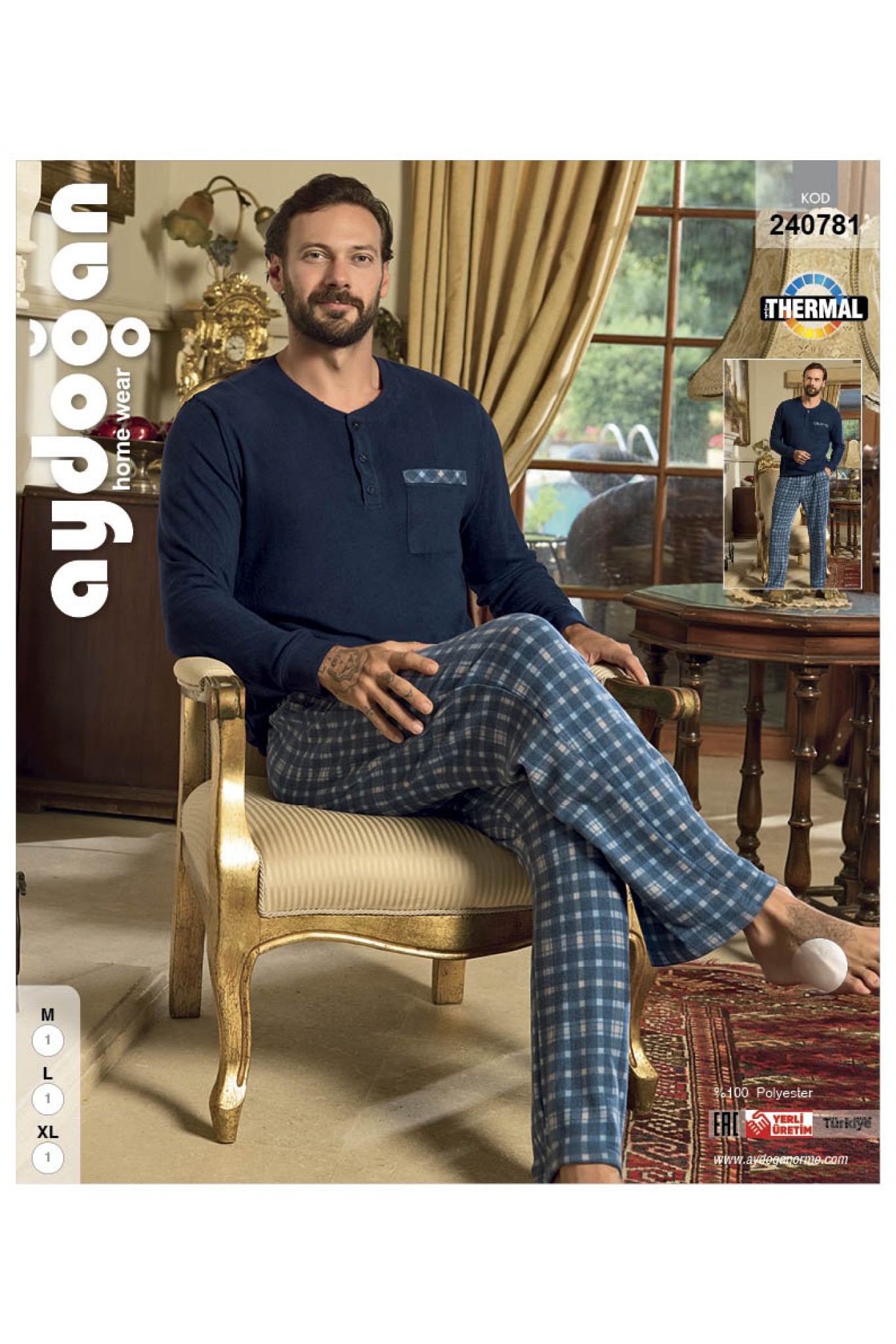 Aydoğan 240781 Erkek Thermal Patlı Uzun Kol Pijama Takım