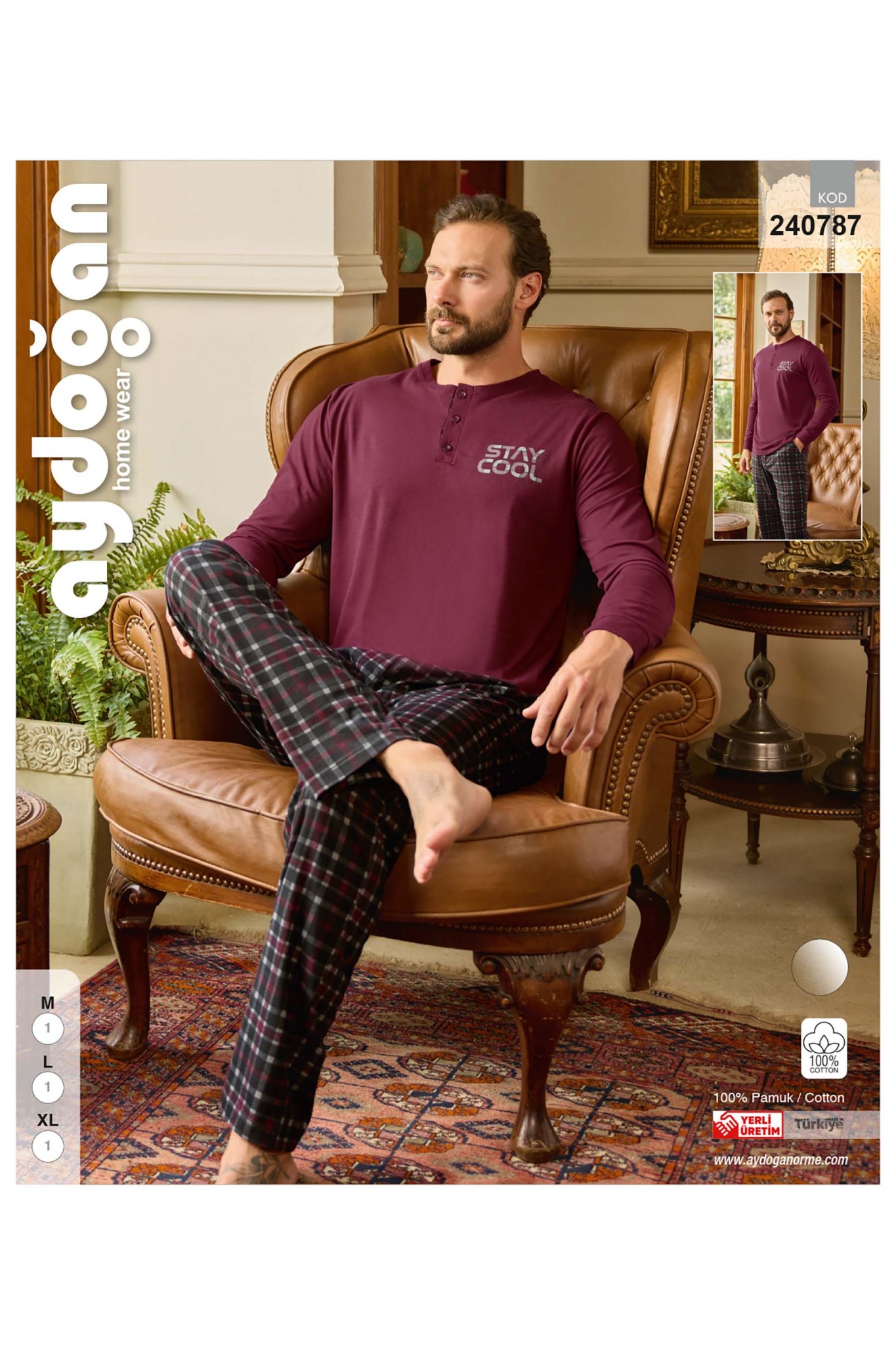 Aydoğan 240787 Erkek Thermal Patlı Uzun Kol Pijama Takım