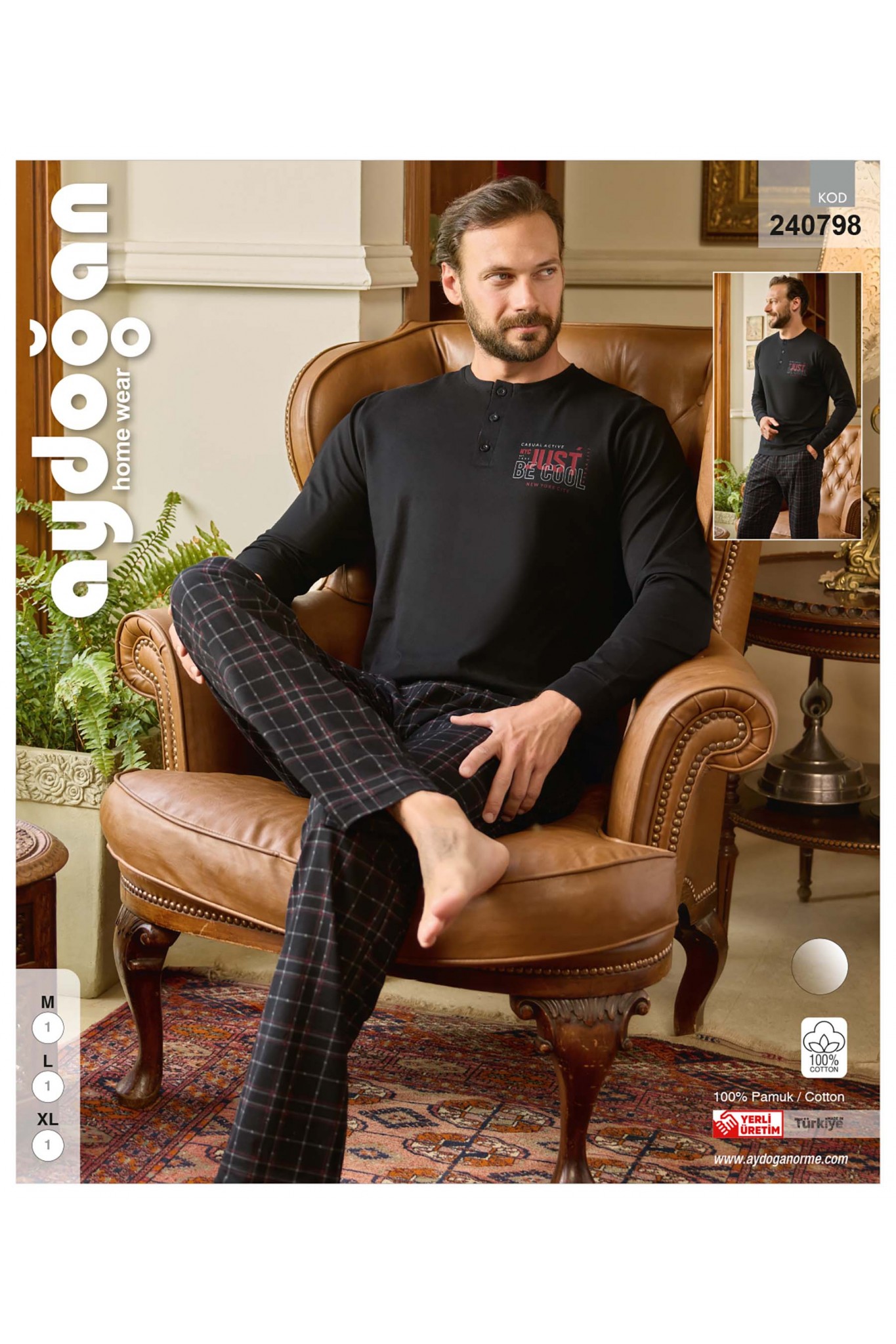 Aydoğan 240798 Erkek Süprem Patlı Uzun Kollu Pijama Takım