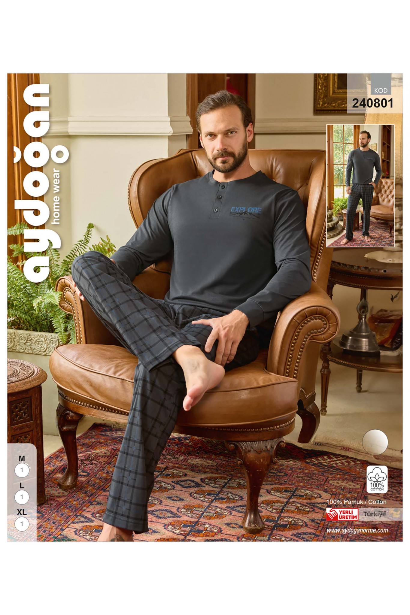 Aydoğan 240801 Erkek Süprem Patlı Uzun Kollu Pijama Takım