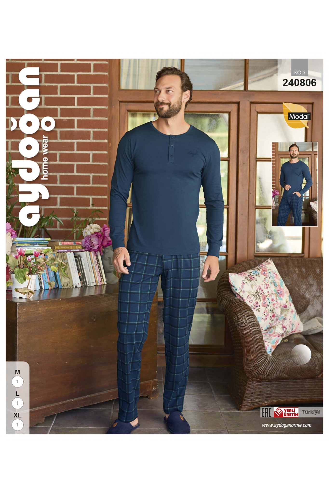 Aydoğan 240806 Erkek Modal Patlı Uzun Kollu Pijama Takım