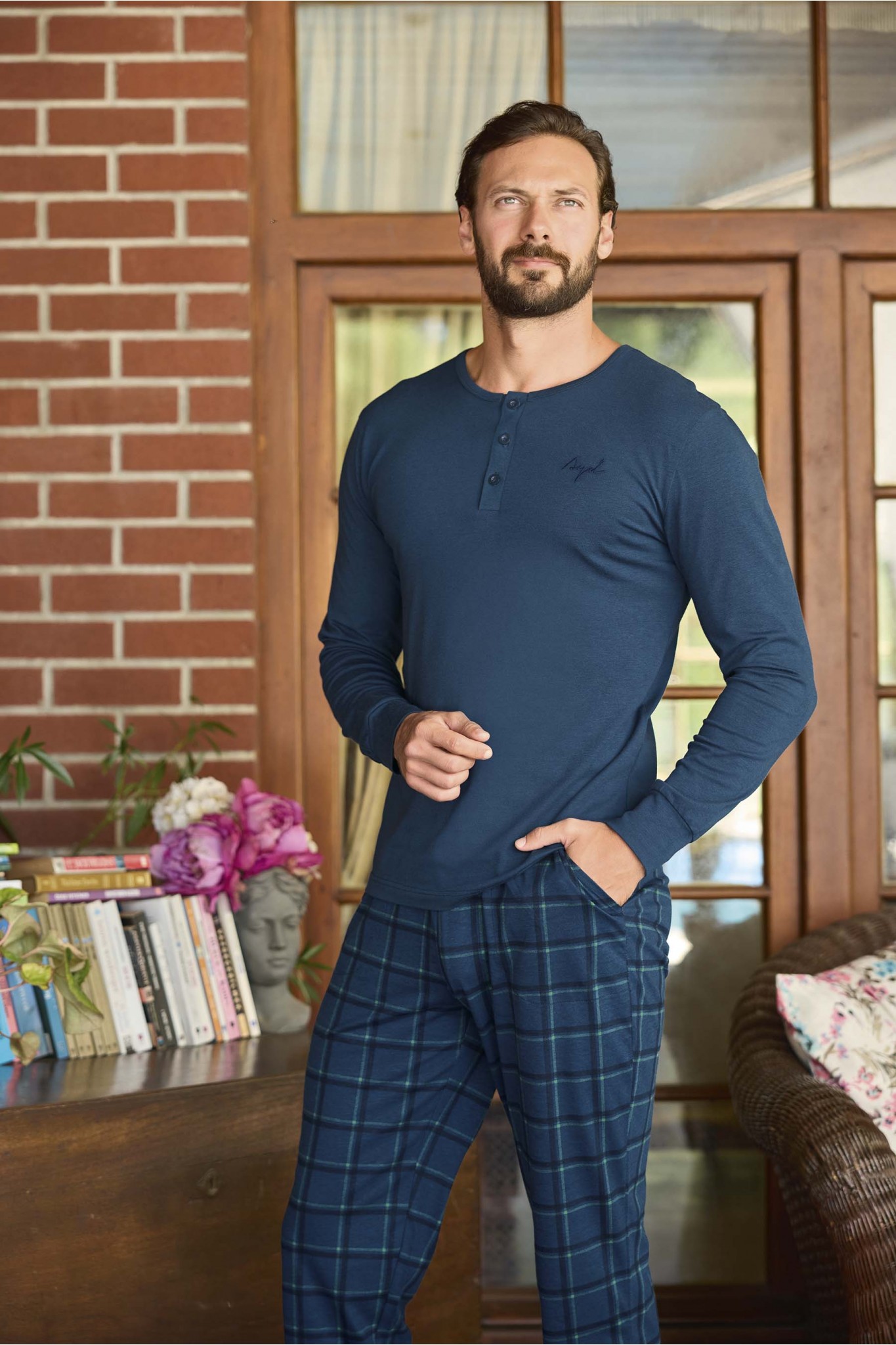 Aydoğan 240806 Erkek Modal Patlı Uzun Kollu Pijama Takım