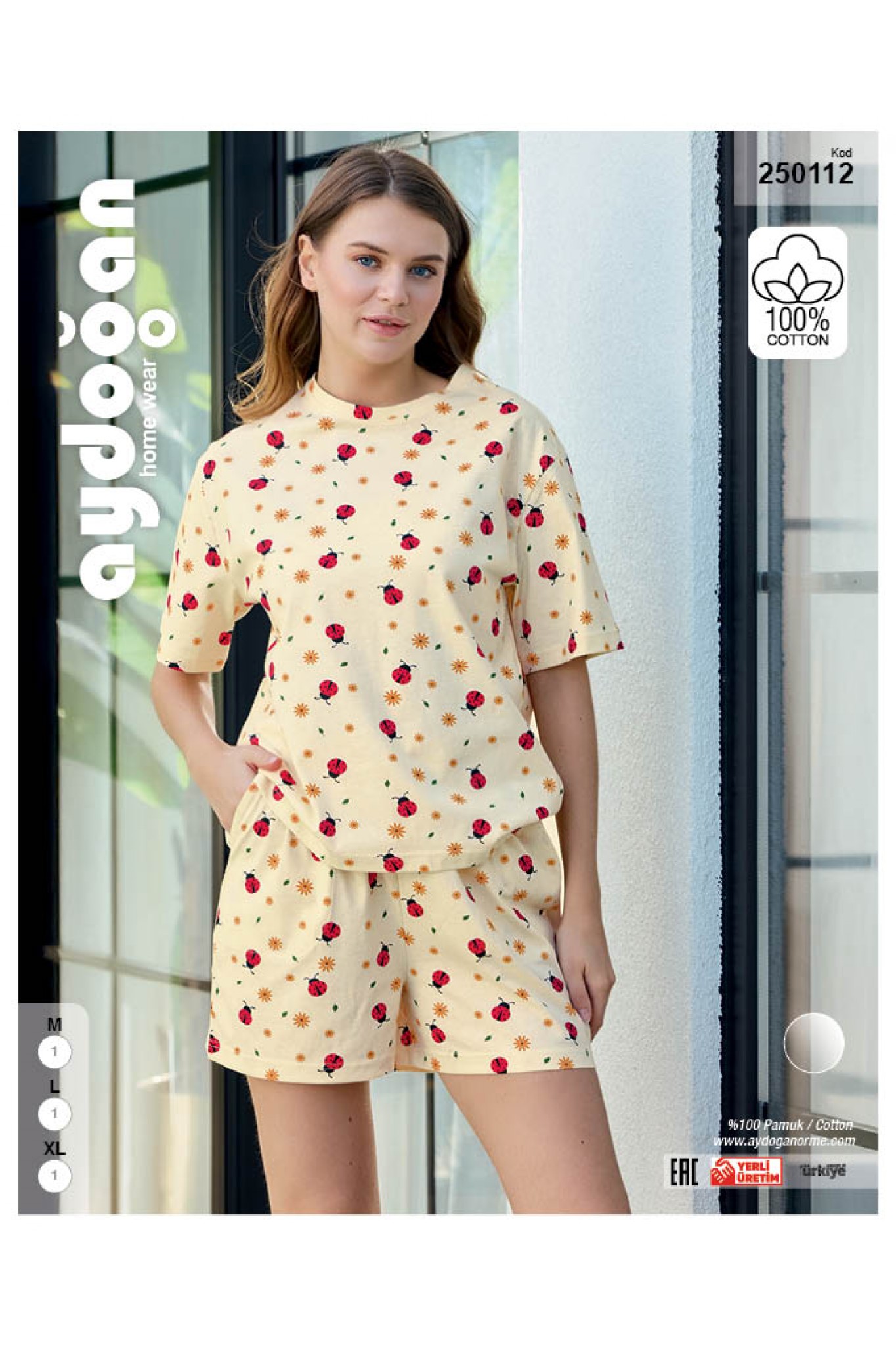 Aydoğan 250112 Kadın Süprem Şortlu Bisiklet Yaka Kısa Kollu Pijama Takım