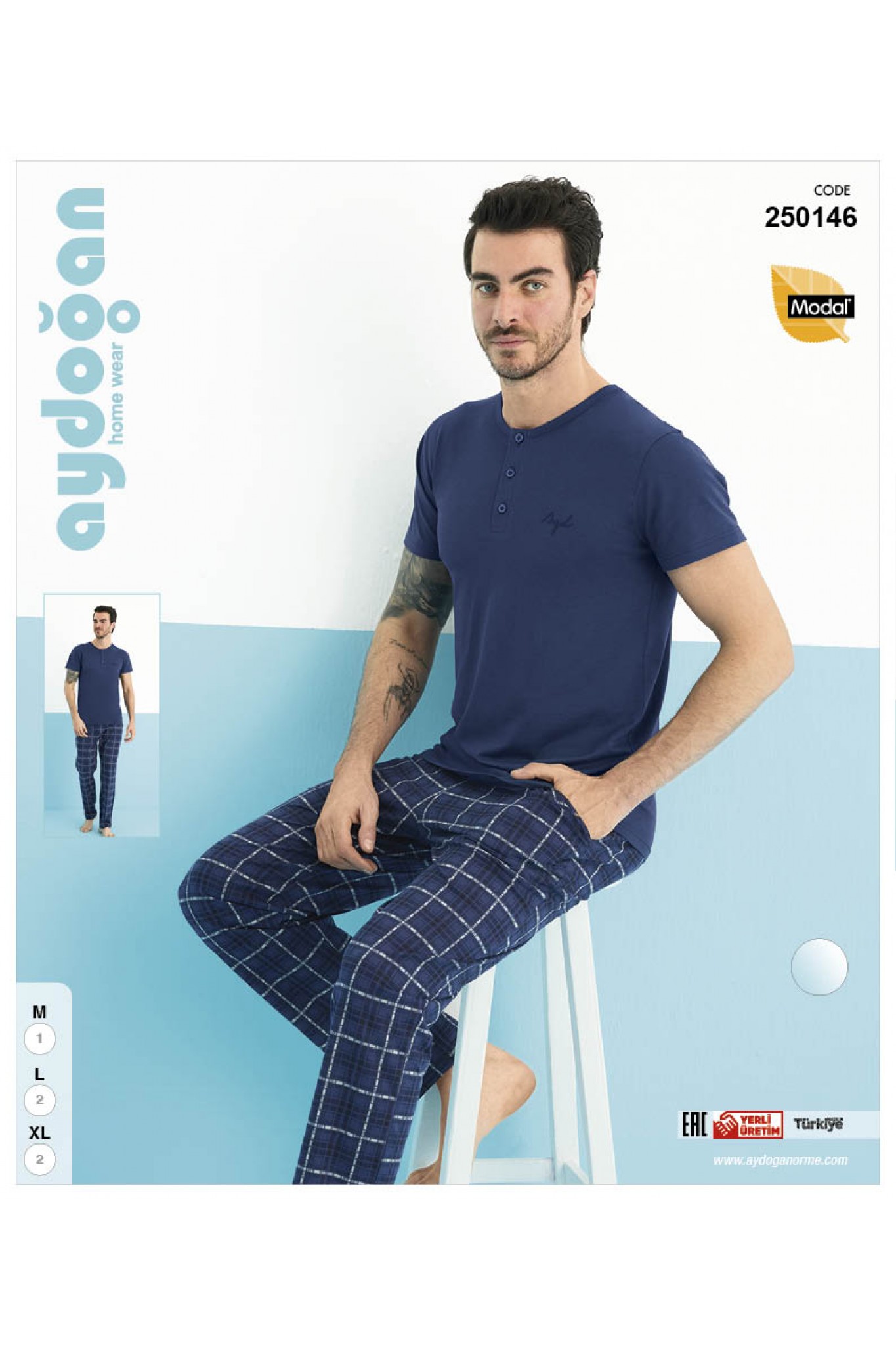 Aydoğan 250146 Erkek Modal Kısa Kollu Pijama Takımı