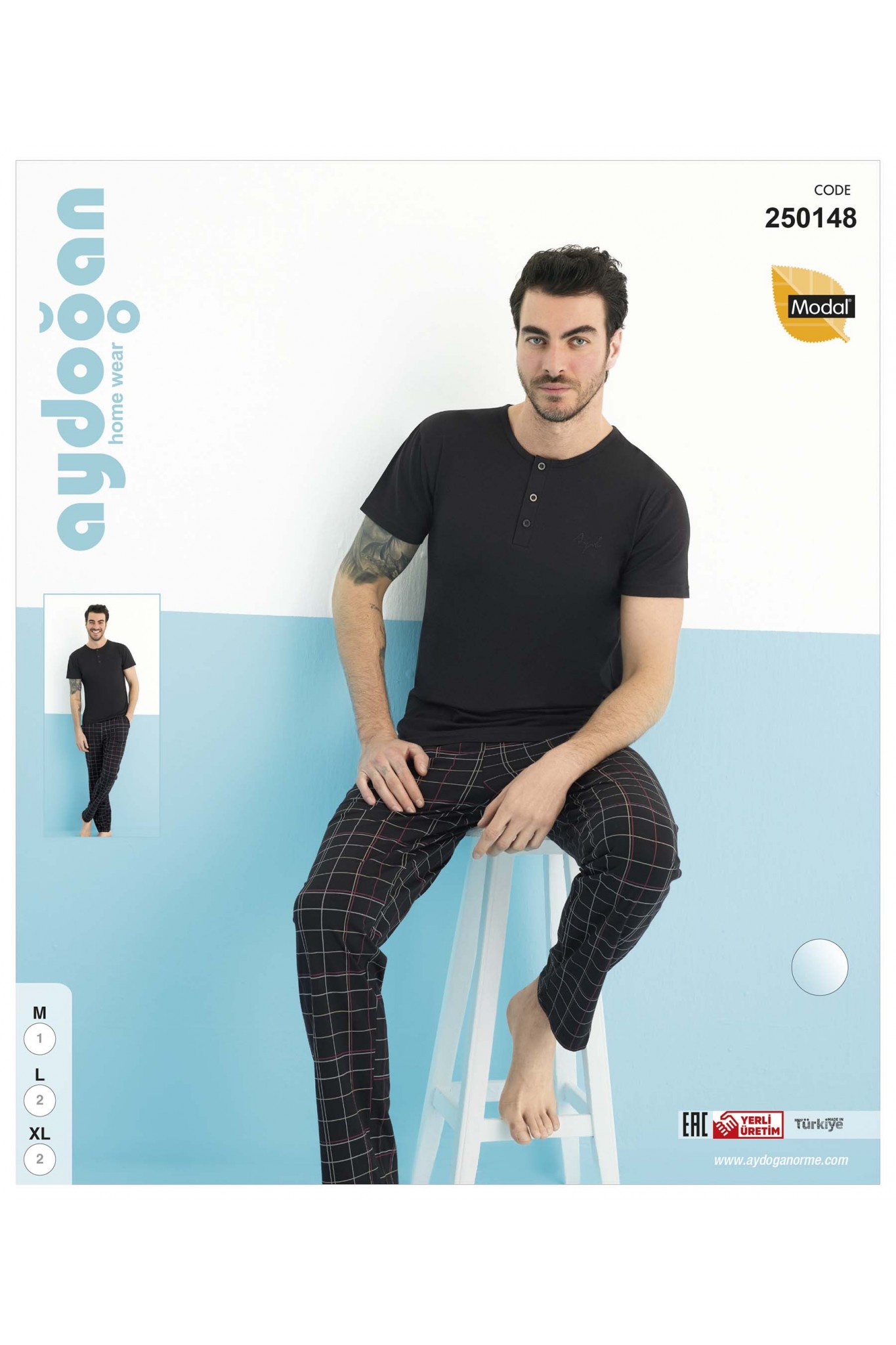 Aydoğan 250148 Erkek Modal Kısa Kollu Pijama Takımı
