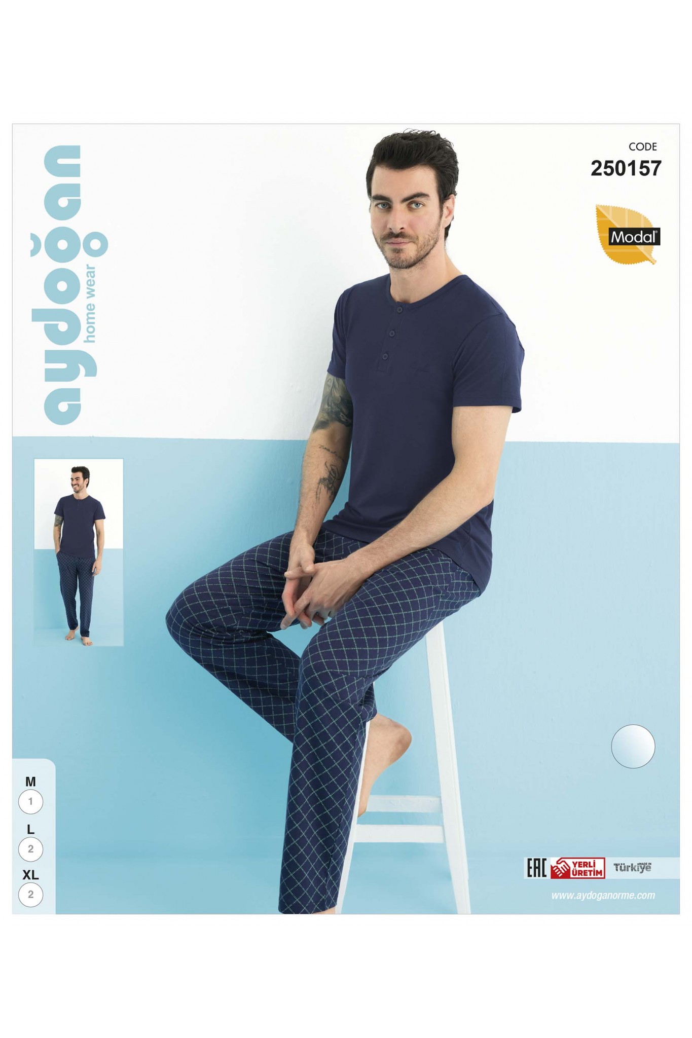 Aydoğan 250157 Erkek Modal Kısa Kollu Pijama Takımı