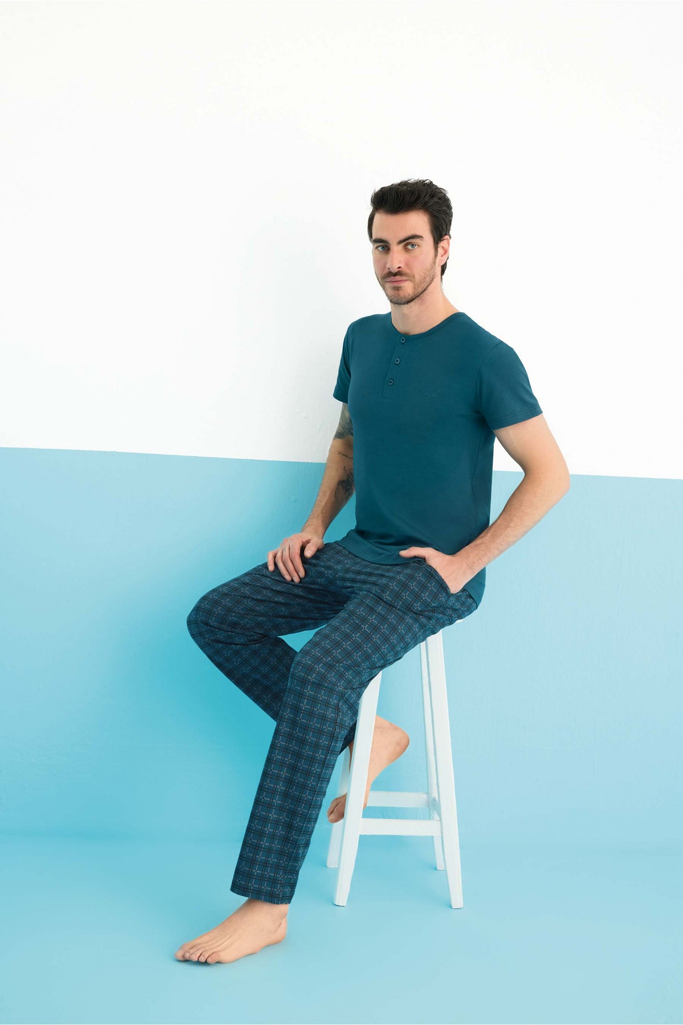 Aydoğan 250161 Erkek Modal Patlı Kısa Kollu Pijama Takımı