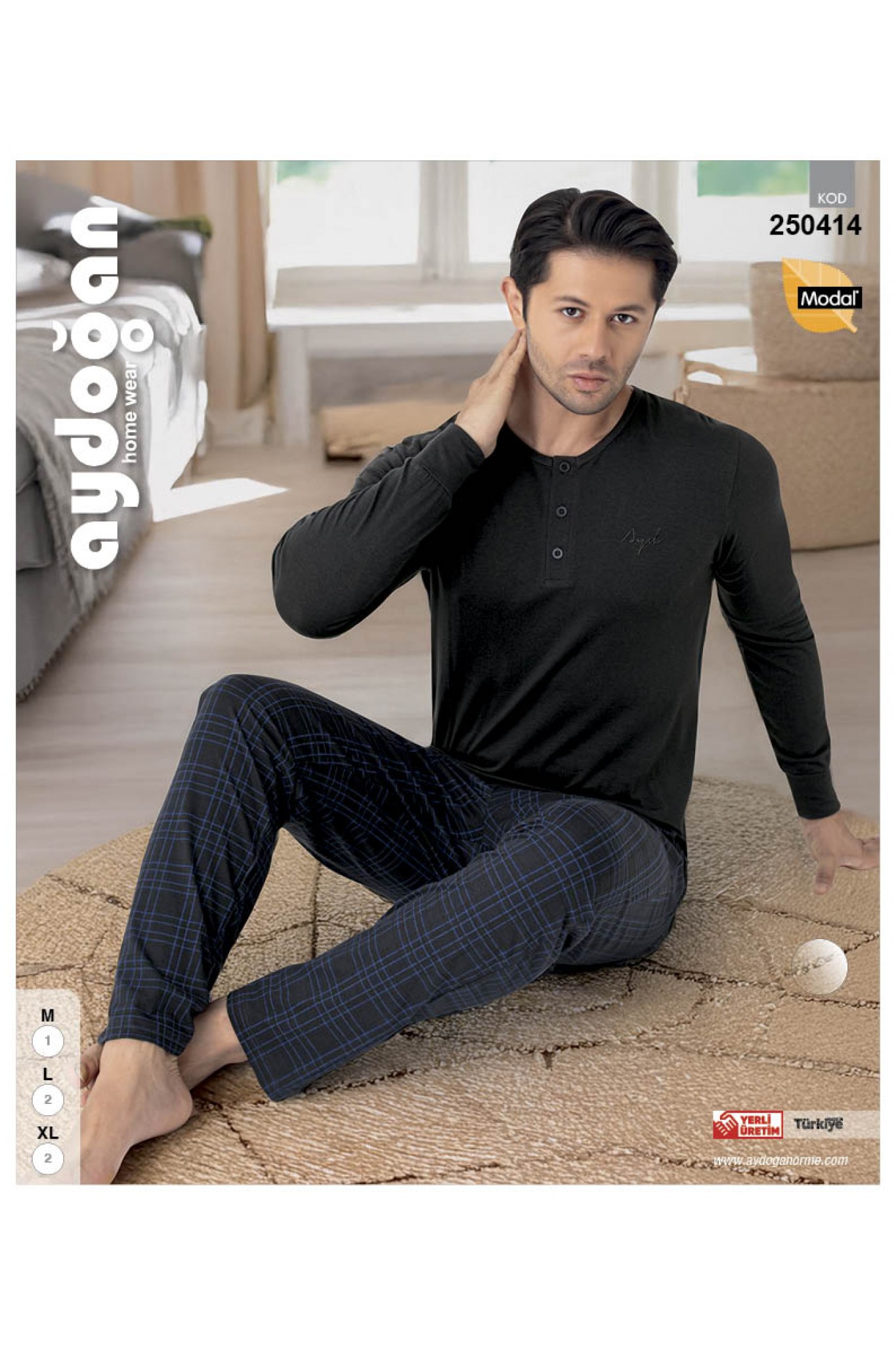 Aydoğan 250414 Erkek Modal Uzun Kollu Pijama Takım