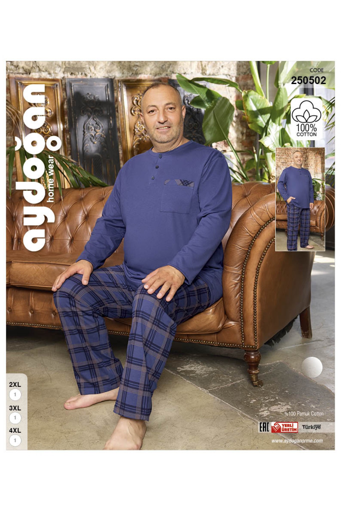 Aydoğan 250502 Erkek Suprem Batt.Patlı Uzun Kollu Pijama Takımı