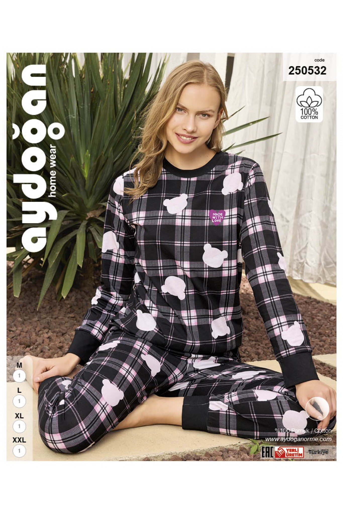 Aydoğan 250532 Kadın Ribana Bisiklet Yaka Uzun Kollu Pijama Takım