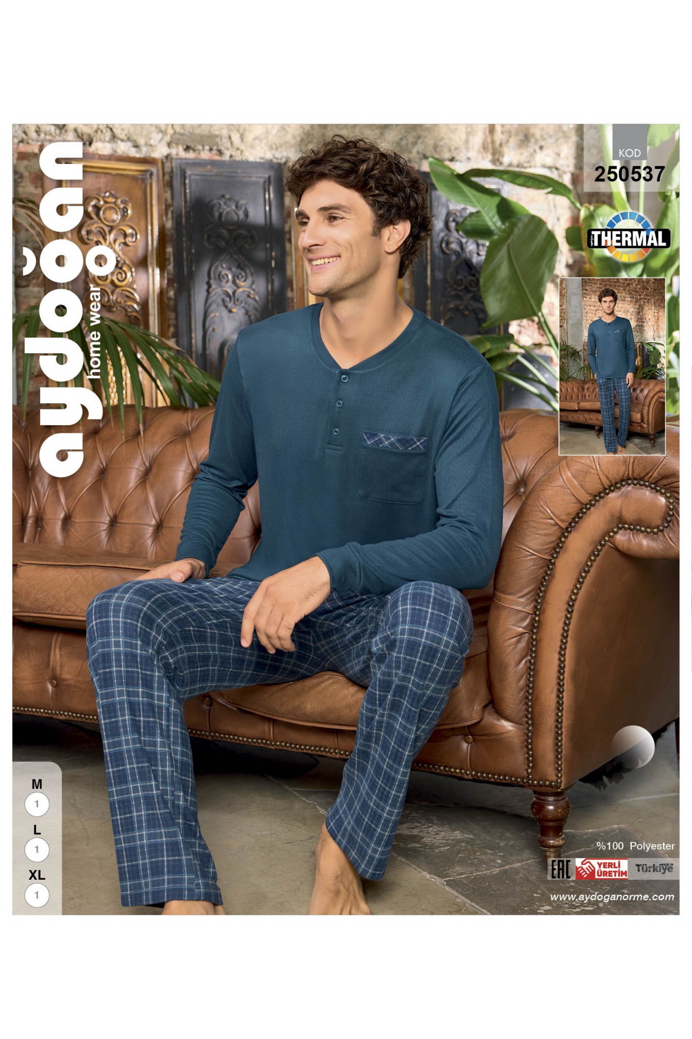 Aydoğan 250537 Erkek Thermal Patlı Uzun Kollu Pijama Takım