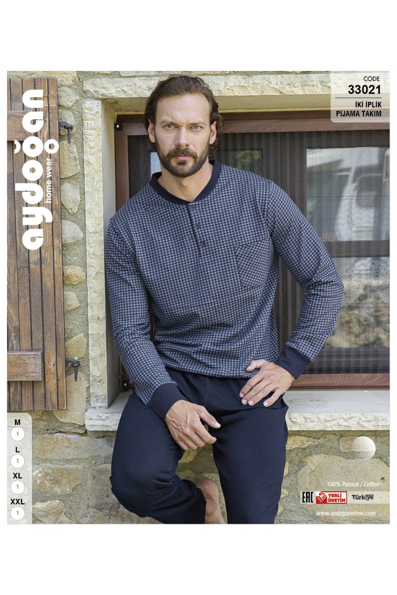 Aydoğan 33021 Erkek 2 İp Patlı Uzun Kollu Pijama Takım