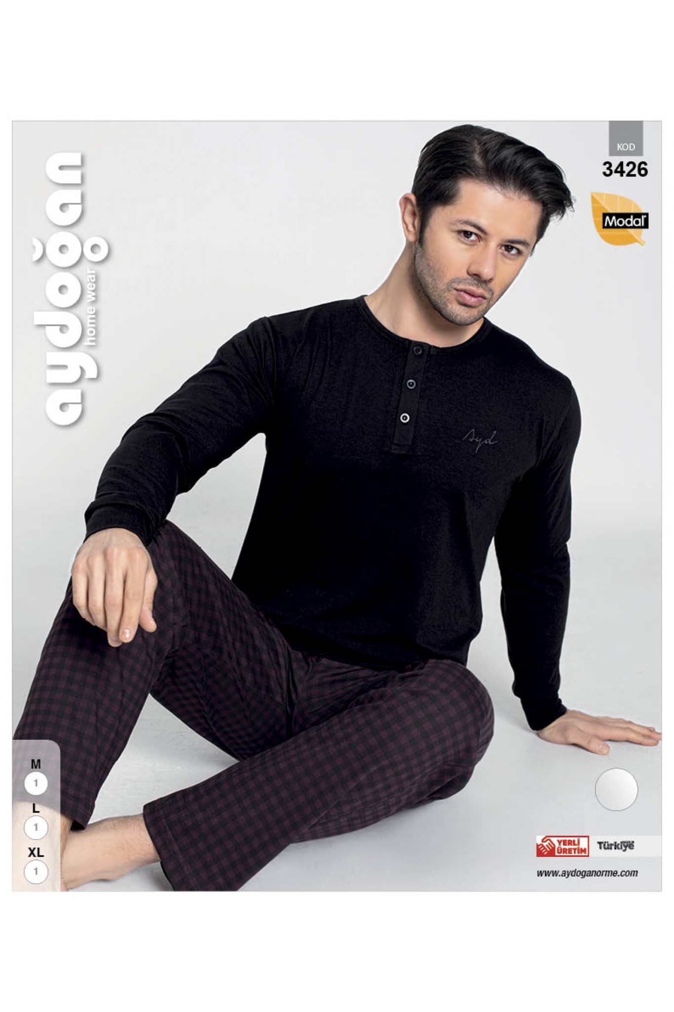 Aydoğan 3426 Erkek Modal Patlı Uzun Kollu Pijama Takım