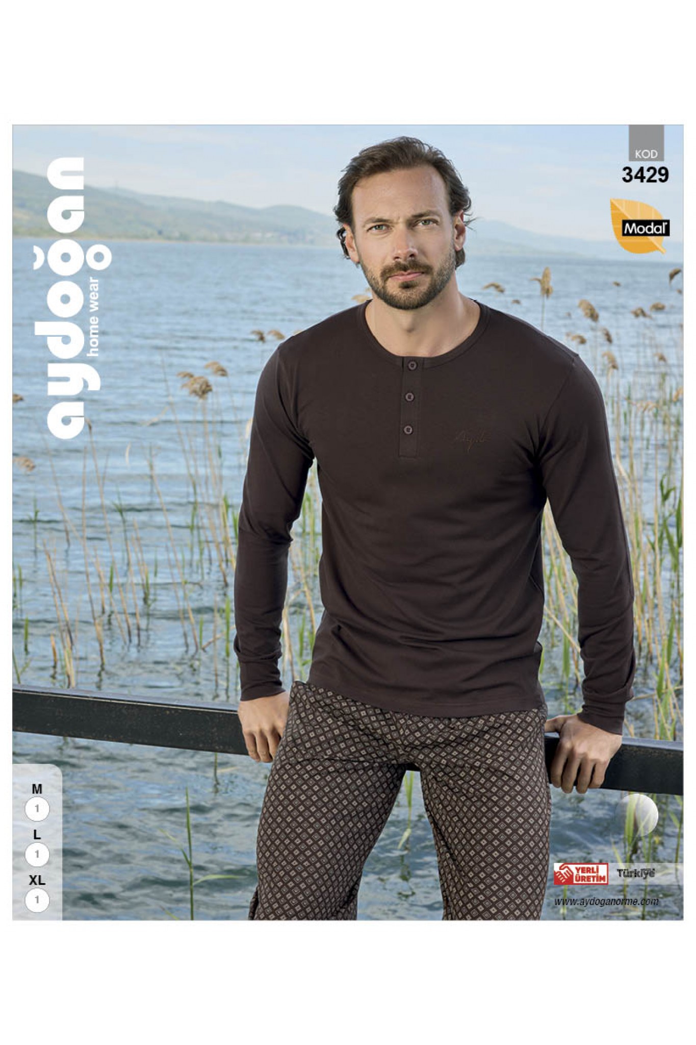 Aydoğan 3429 Erkek Modal Patlı Uzun Kollu Pijama Takım