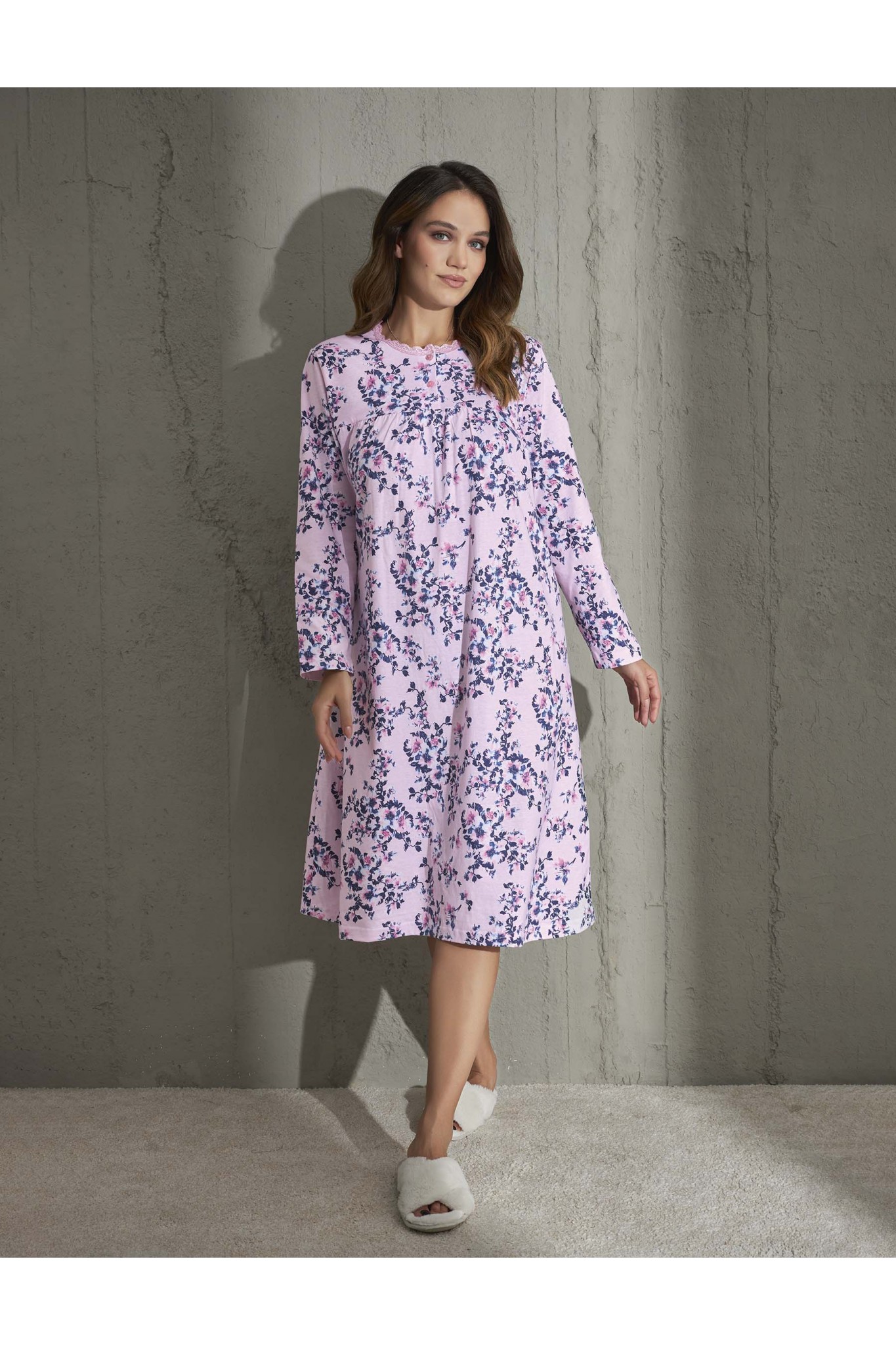 Aydoğan 6068 Kadın Robalı Uzun Kol Gecelik