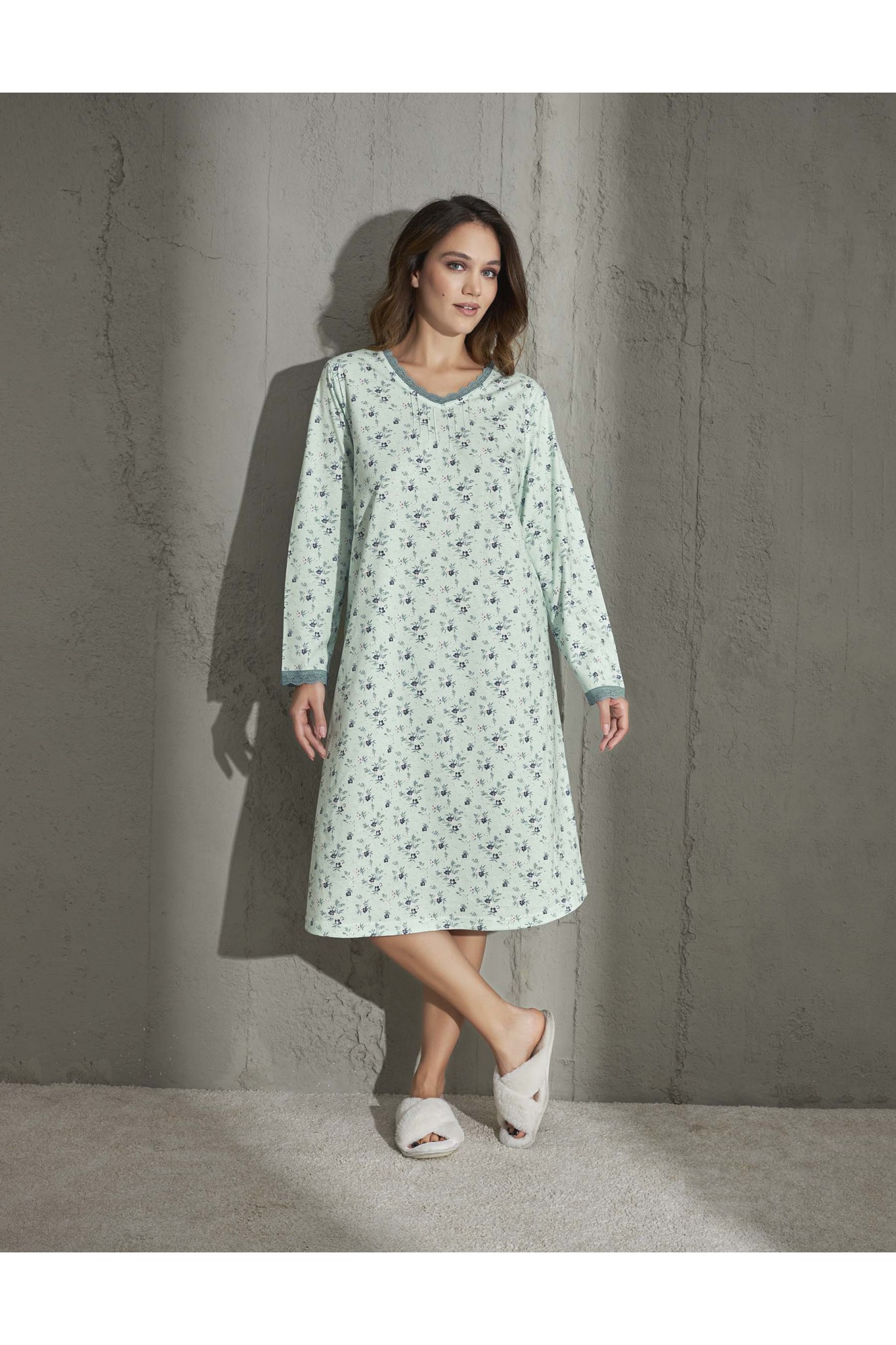 Aydoğan 6071 Kadın Nevruklu Uzun Kol Gecelik