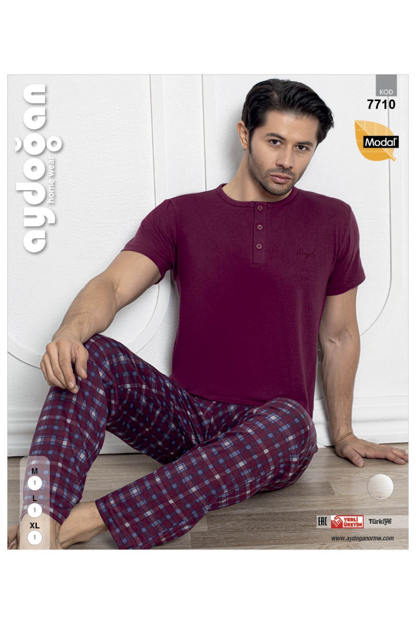 Aydoğan 7710 Erkek Modal Patlı Kısa Kollu Pijama Takım